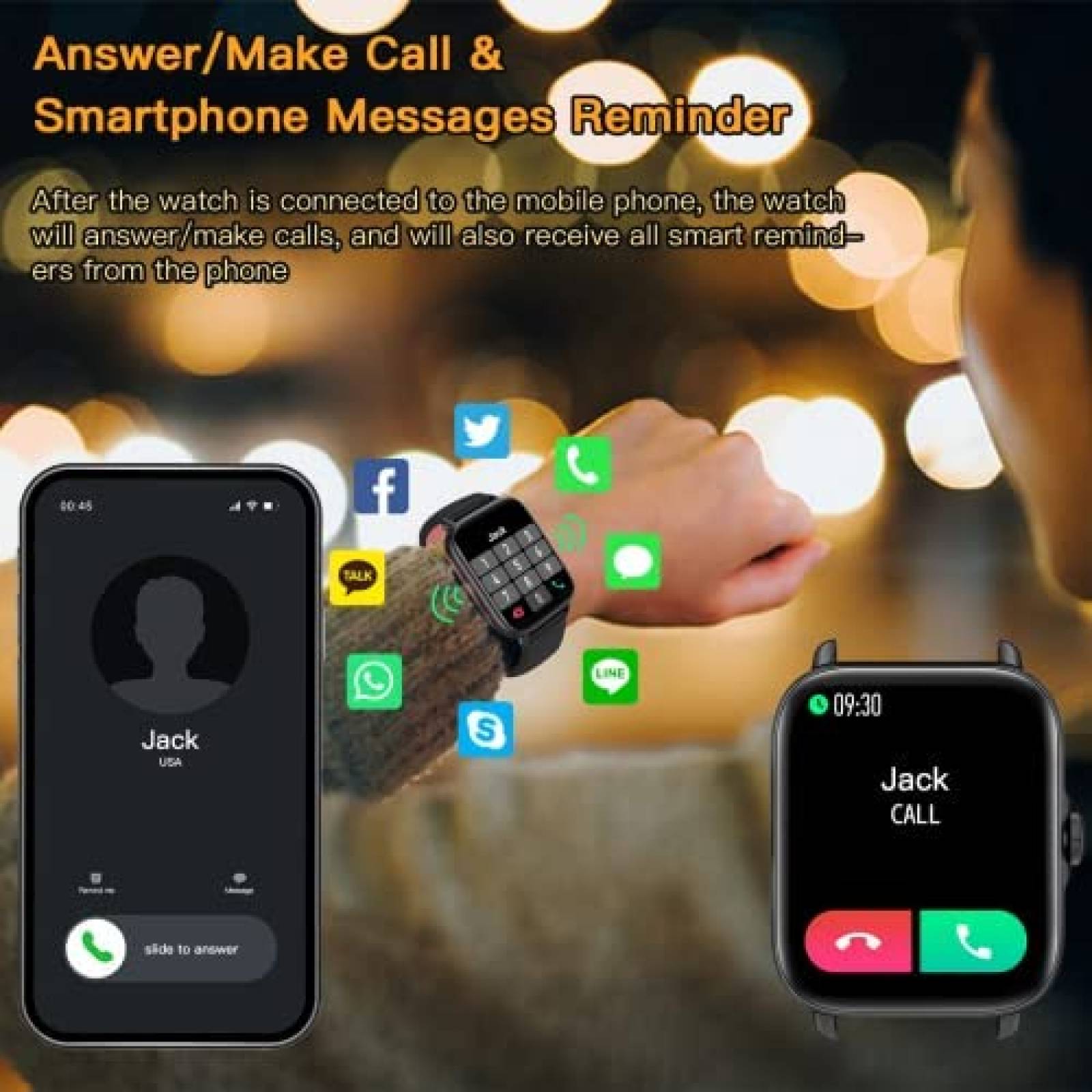 Smartwatch MVEFOIT 1.7'' Full HD con 28 Modos Sport -Negro