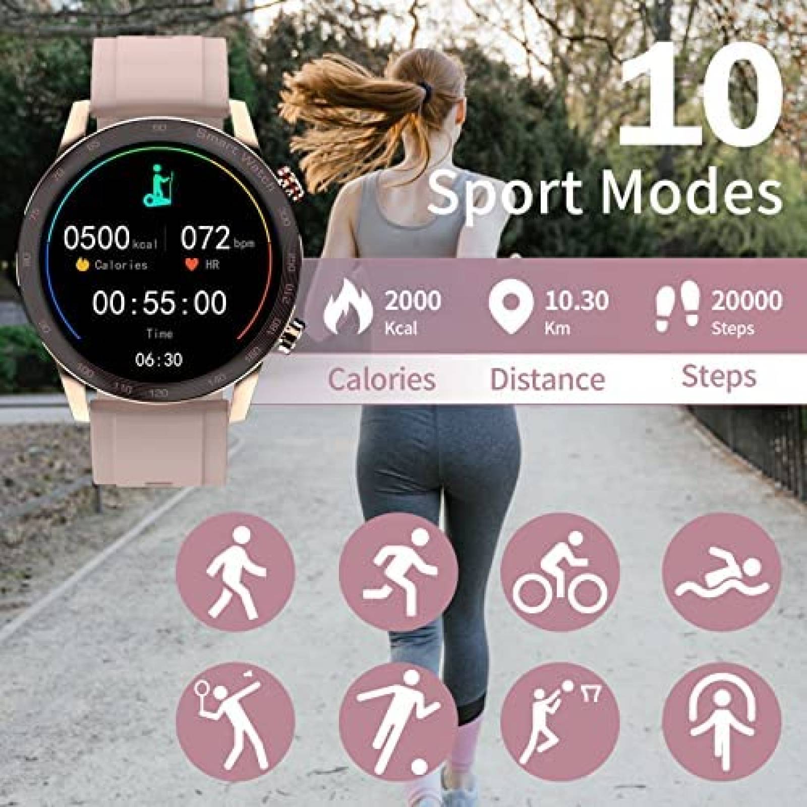 Smart Watch findtime para Mujeres Monitor de Ritmo Cardiaco