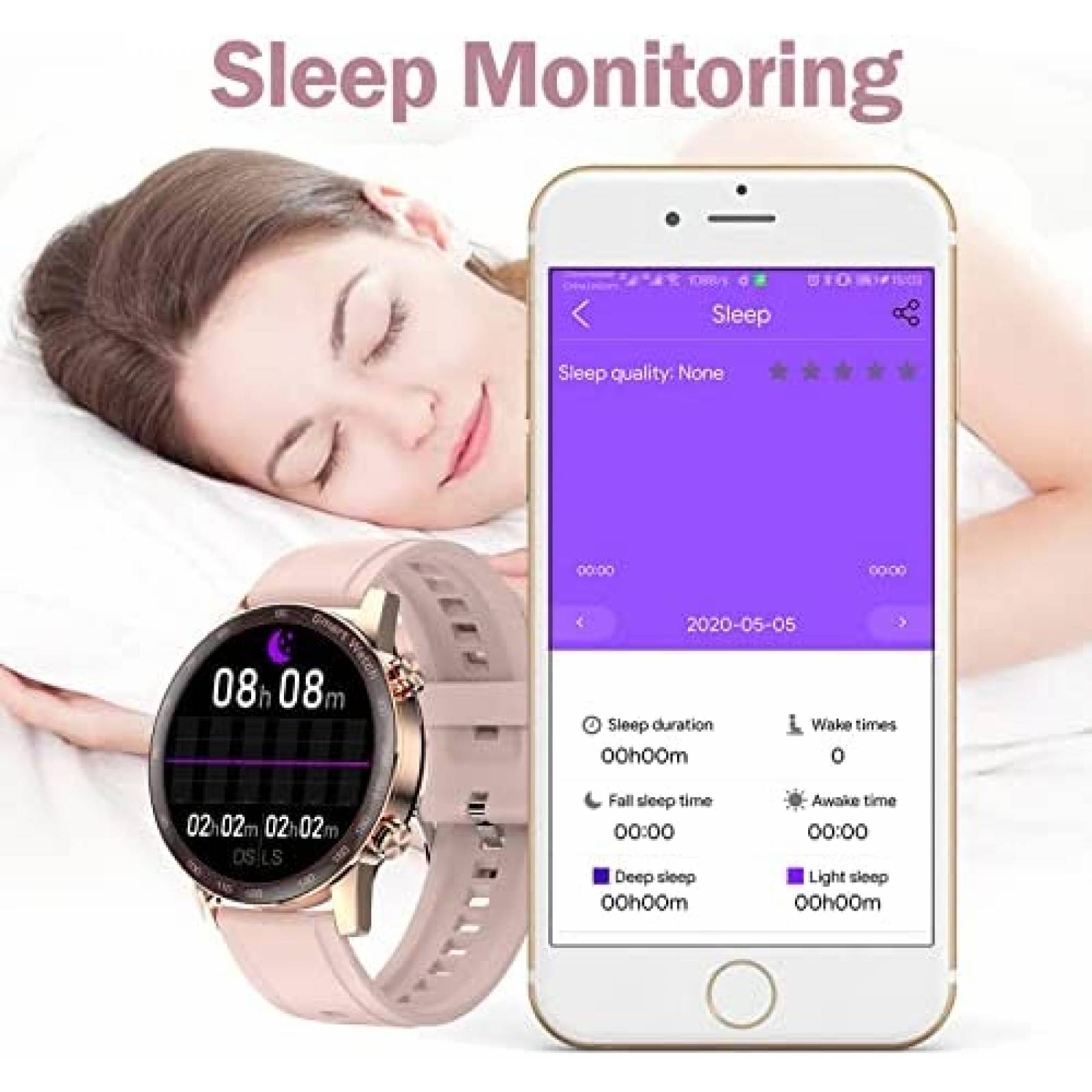 Smart Watch findtime para Mujeres Monitor de Ritmo Cardiaco