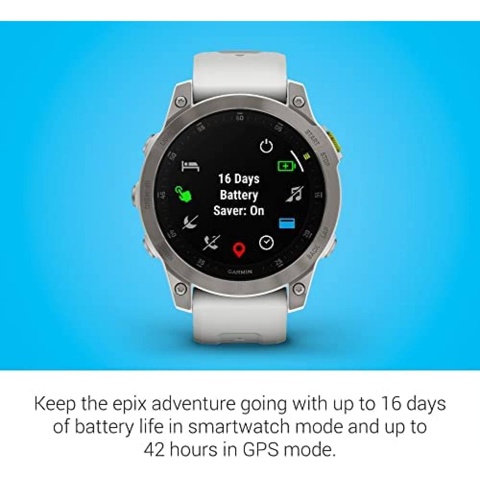 Smartwatch Fitness Garmin epix Gen 2 de 1.3'' AMOLED -Blanco