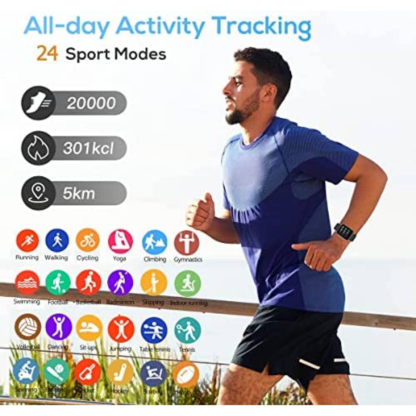 Smartwatch SEDSEY Pantallla de 1.7'' HD IP68 -Negro