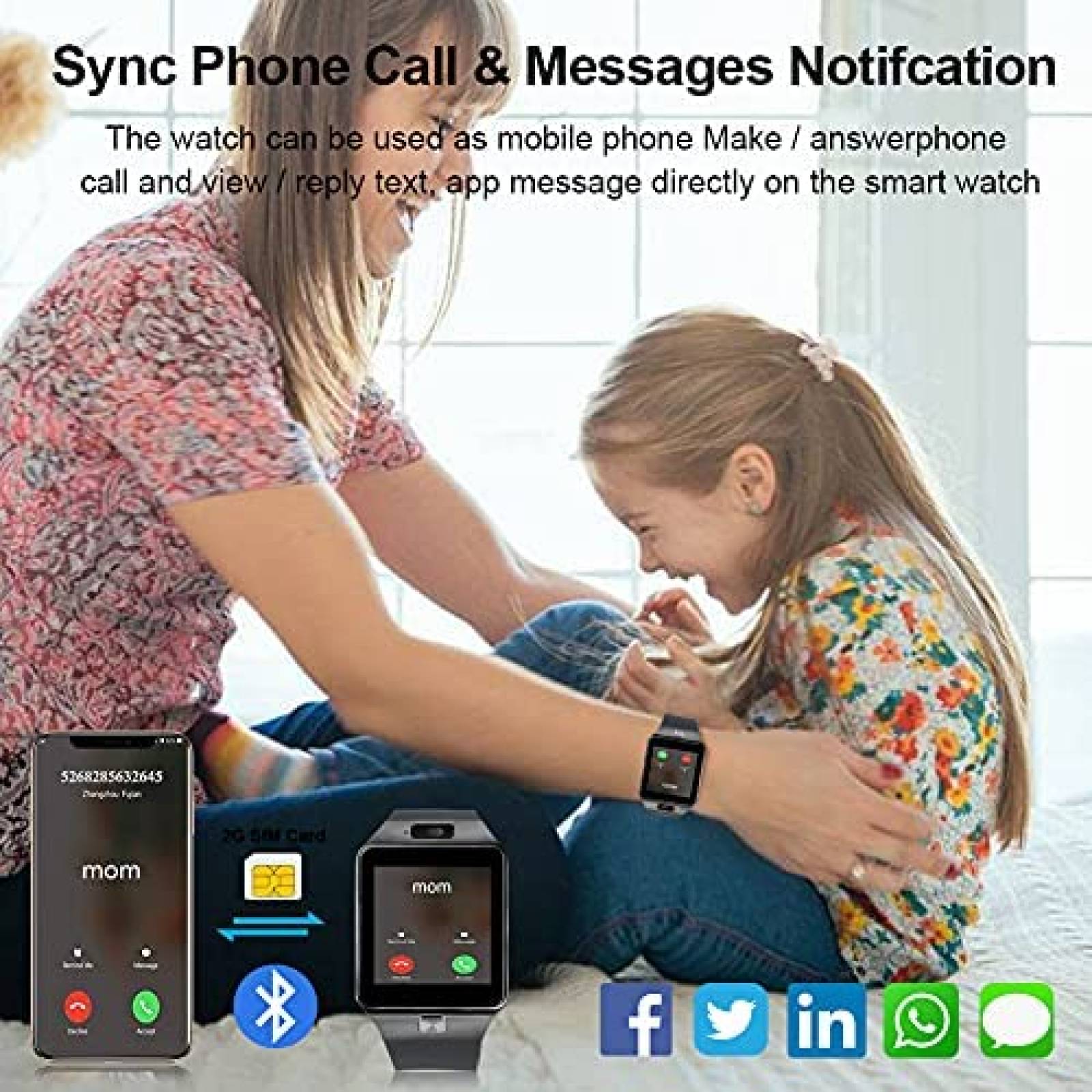 Smart Watch Padgene DZ09 Camara SIM Tarjeta SD 1.54'' -Negro