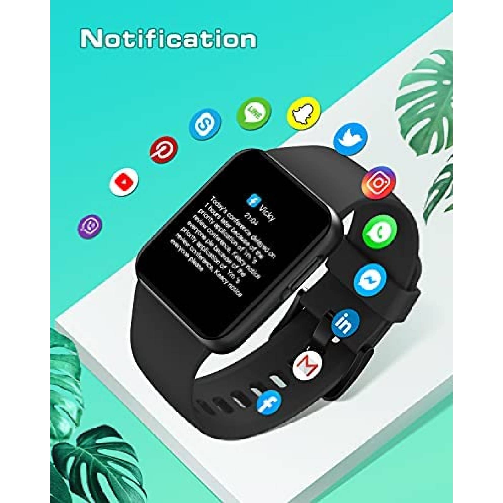 Smartwatch GRV 1.4'' HD Tactil IP68 con HR/SpO2 -Negro