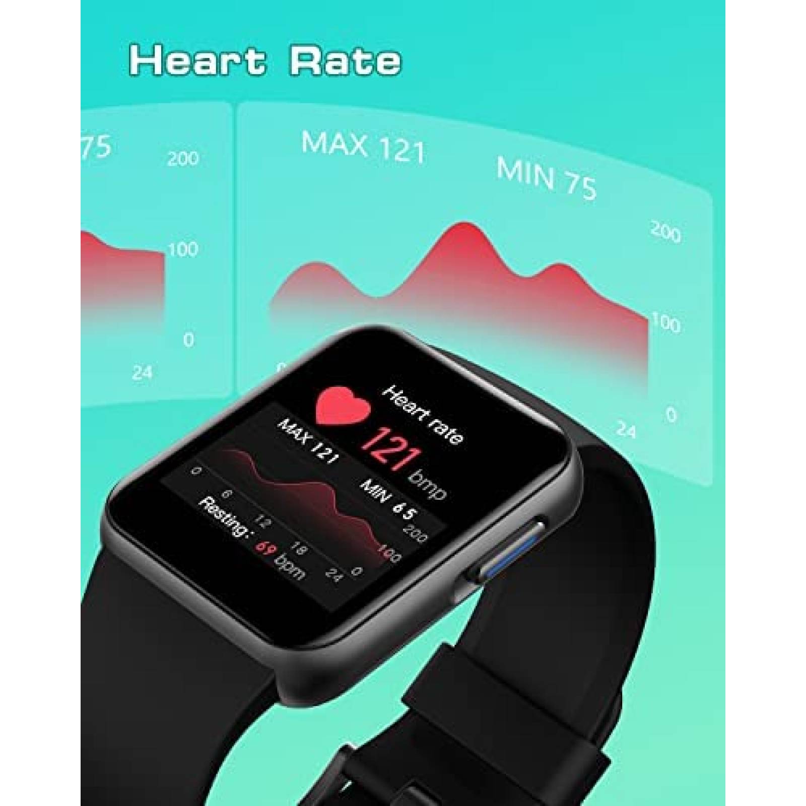 Smartwatch GRV 1.4'' HD Tactil IP68 con HR/SpO2 -Negro