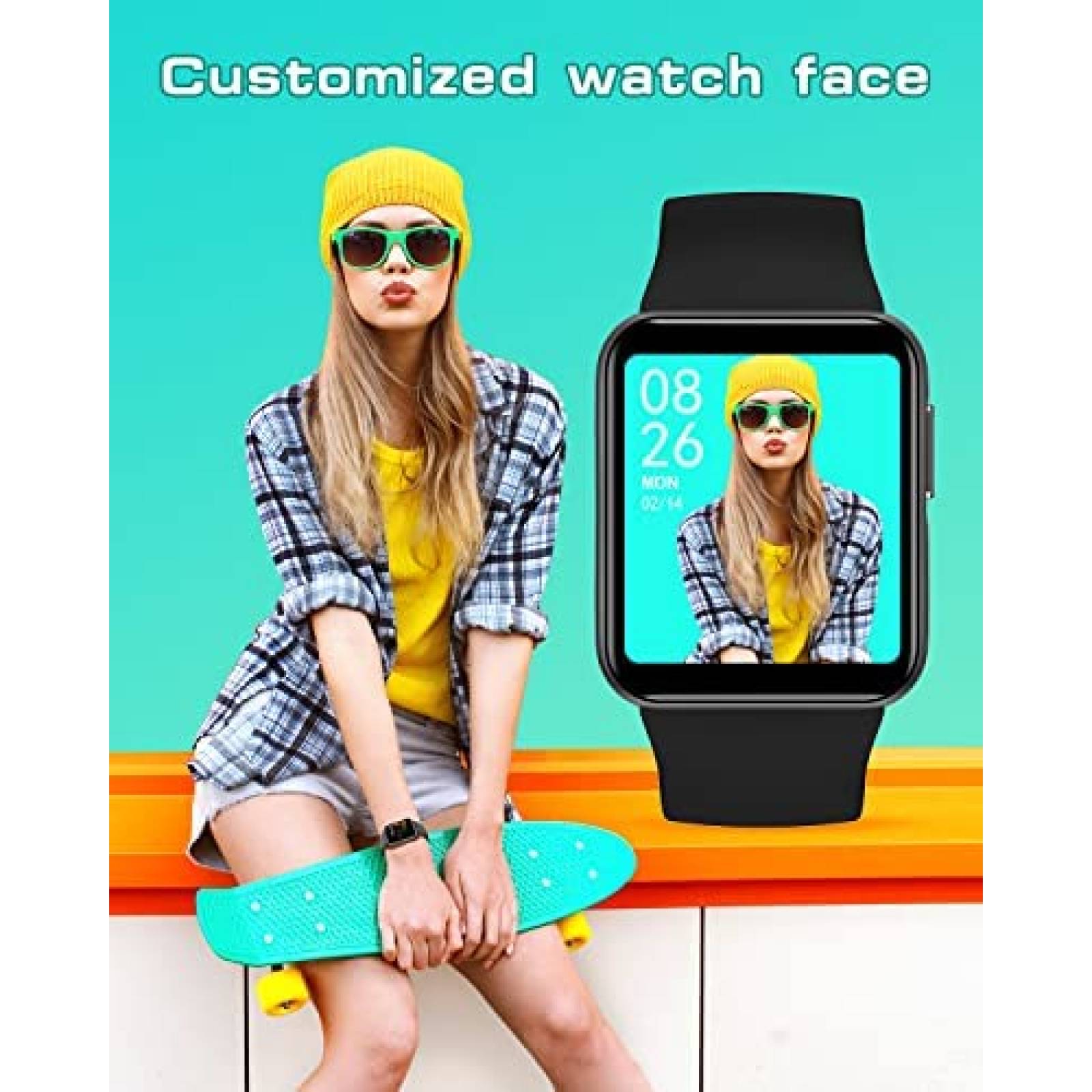 Smartwatch GRV 1.4'' HD Tactil IP68 con HR/SpO2 -Negro