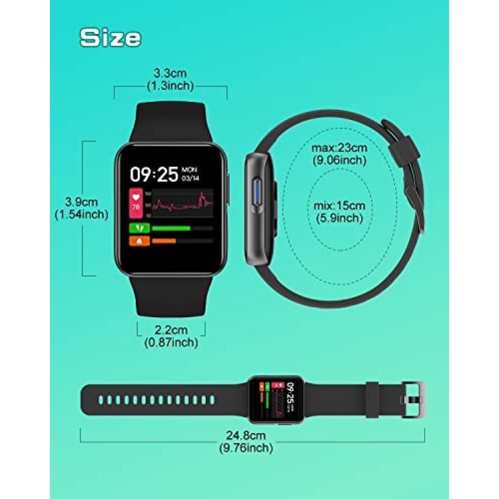 Smartwatch GRV 1.4'' HD Tactil IP68 con HR/SpO2 -Negro