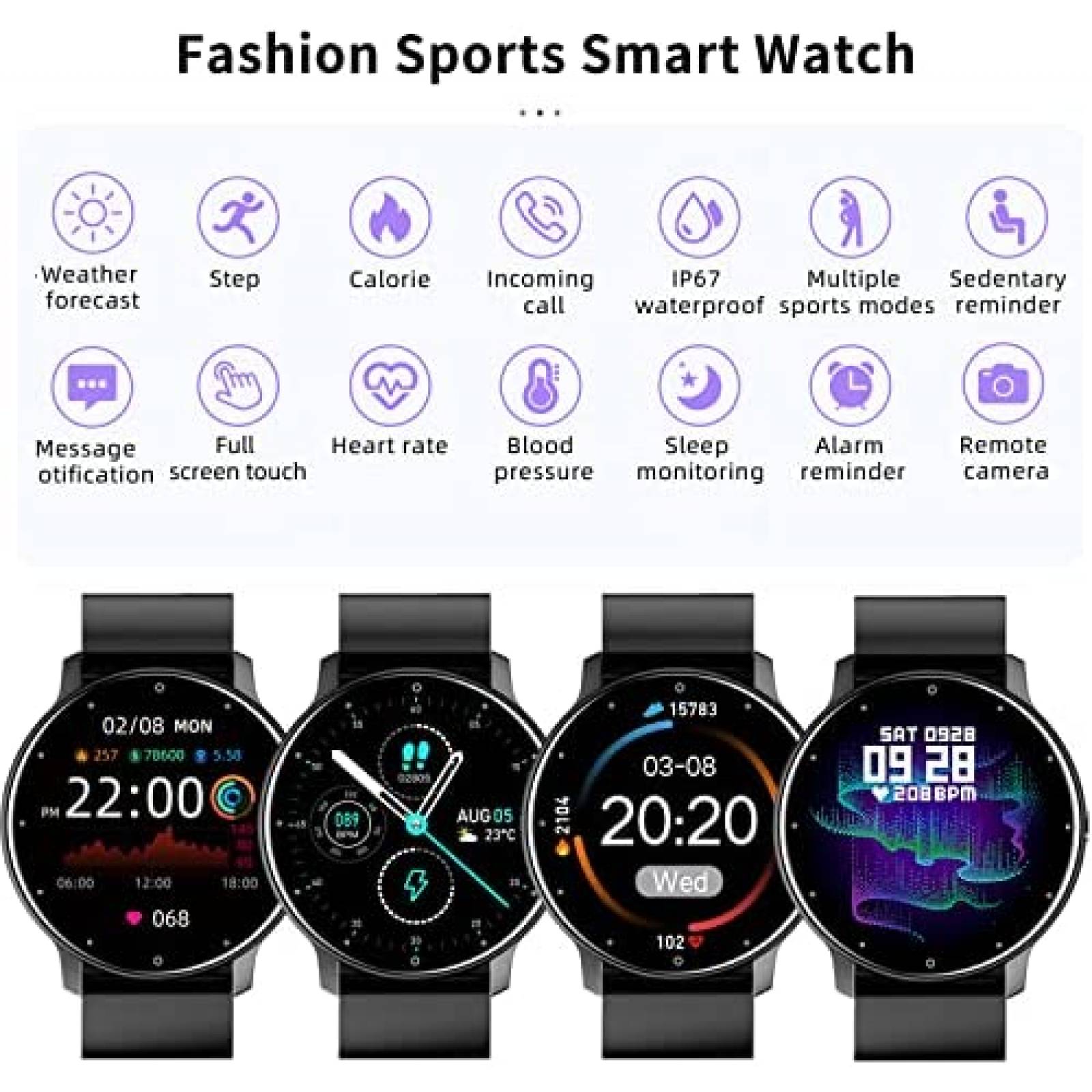 Smartwatch CARYWON 1.28'' IP67 Comp. Android/iOS -Negro