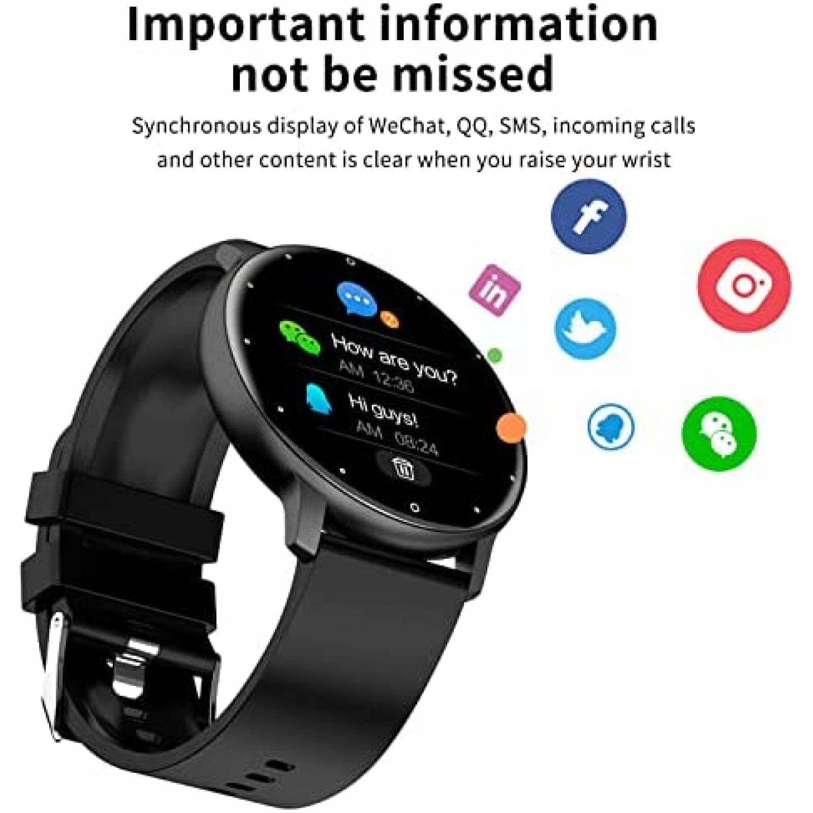 Smartwatch CARYWON 1.28'' IP67 Comp. Android/iOS -Negro