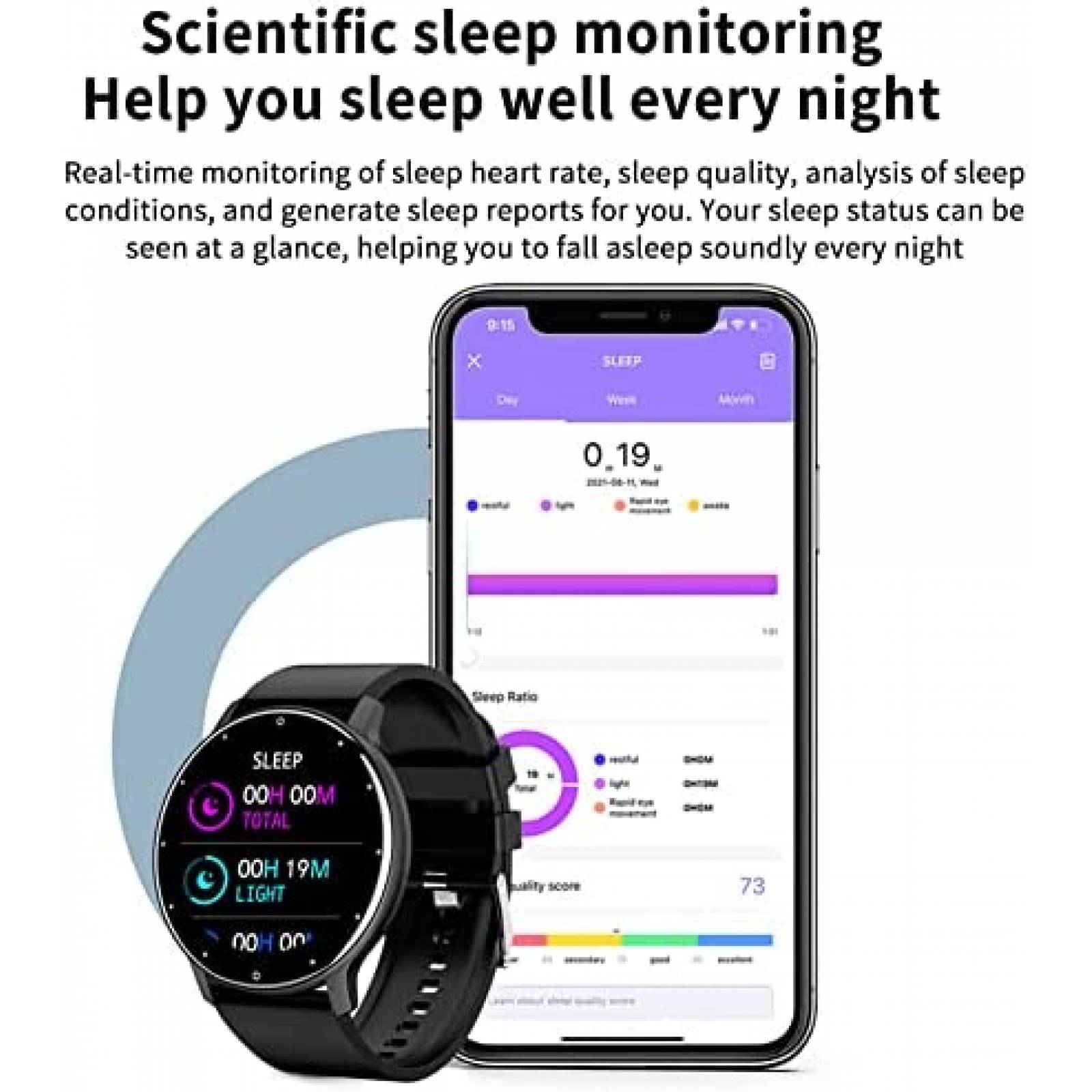 Smartwatch CARYWON 1.28'' IP67 Comp. Android/iOS -Negro