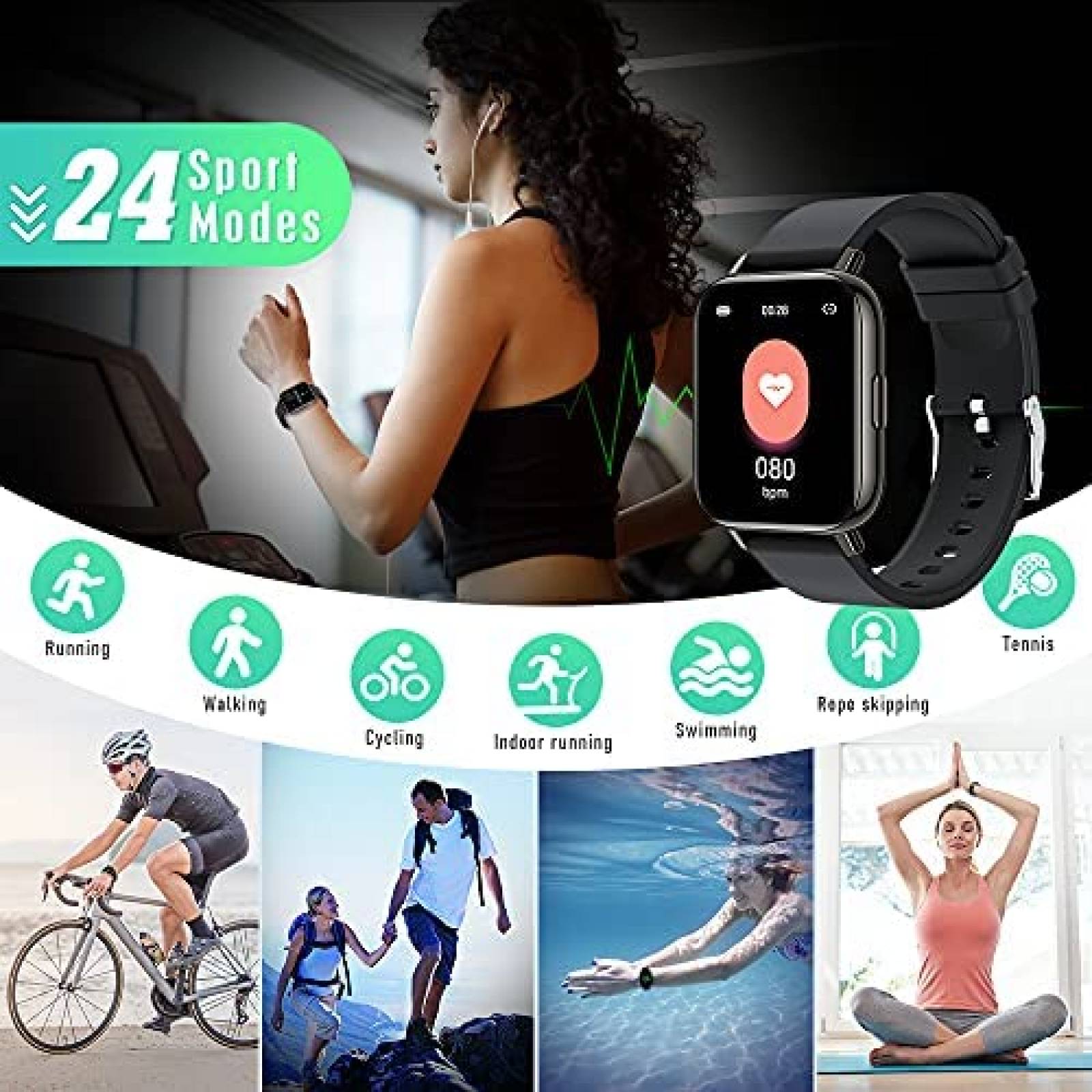 Smartwatch Fitness Donerton de 1.69'' con GPS -Negro