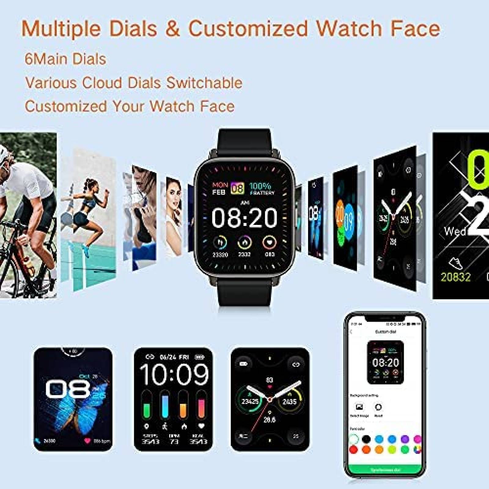 Smartwatch Fitness Donerton de 1.69'' con GPS -Negro