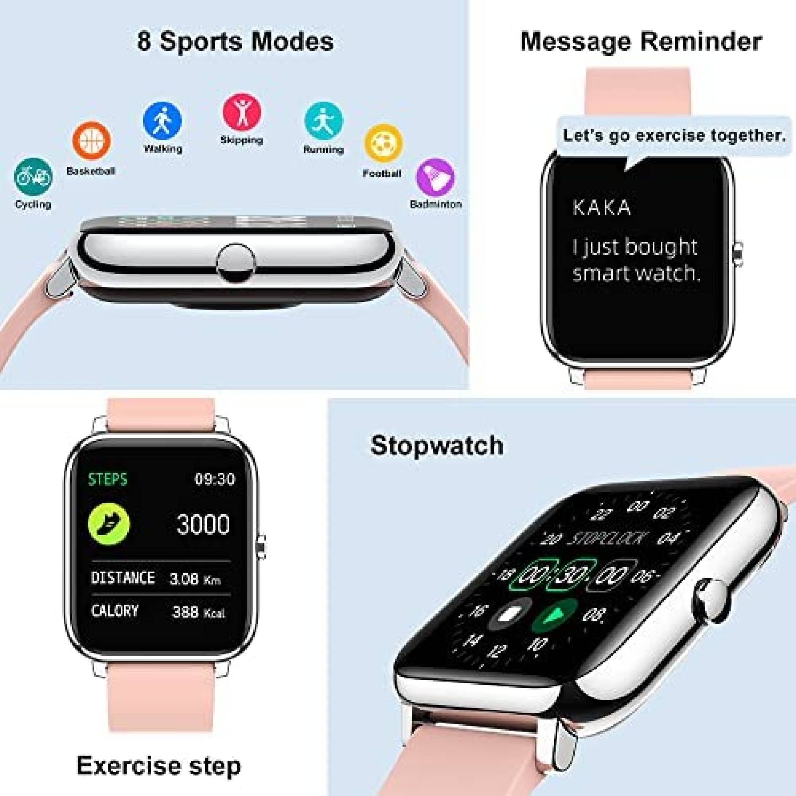 Smartwatch Fitness Donerton de 1.4'' TFT LCD IP67 -Rosa