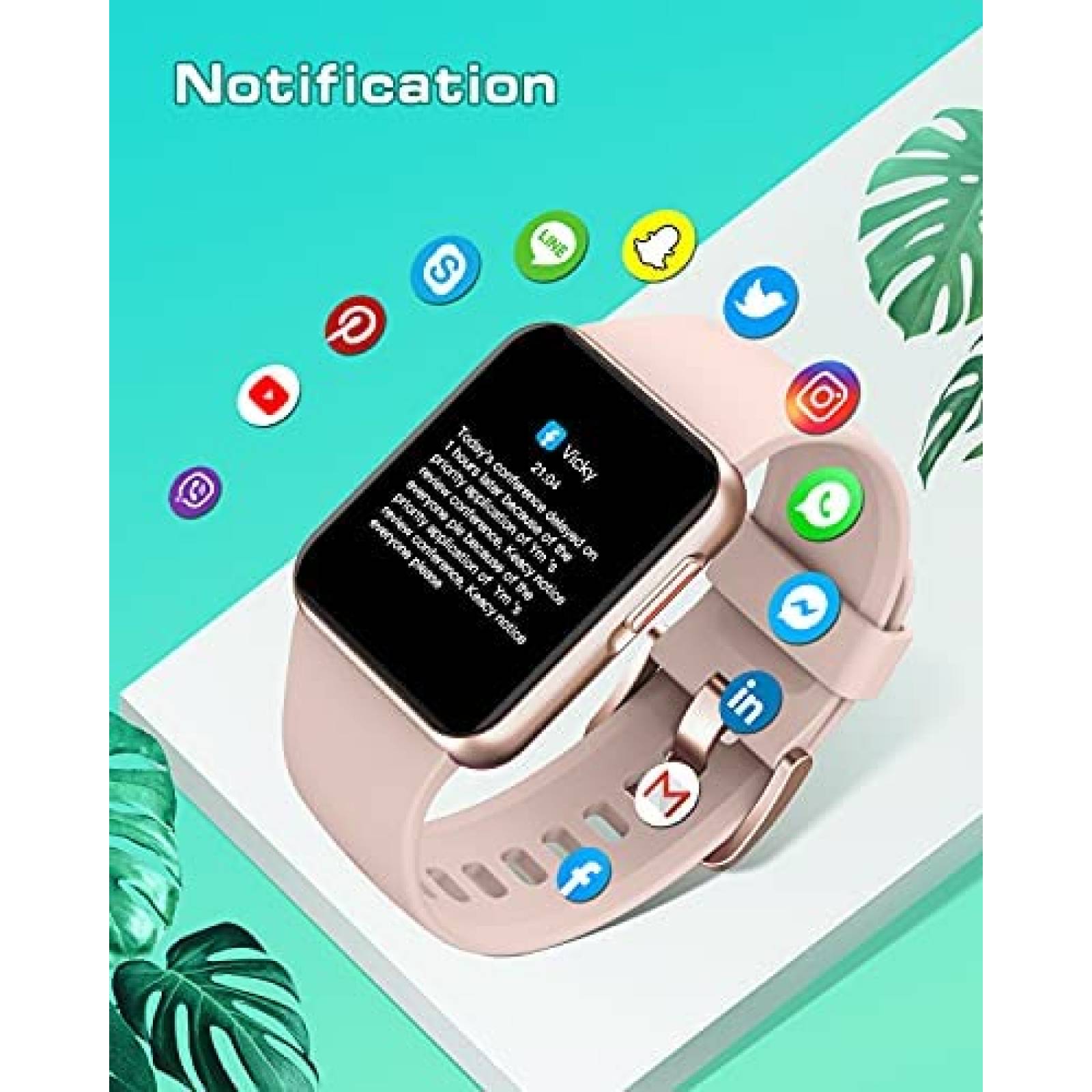 Smartwatch GRV 1.4'' HD Tactil IP68 con HR/SpO2 -Rosa