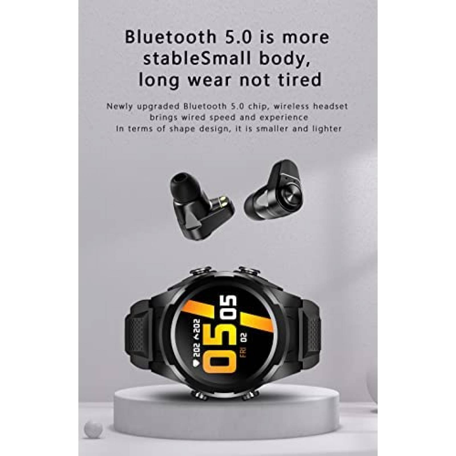 Smartwatch 2 en 1 Sudroid con Auriculares Bluetooth -Negro