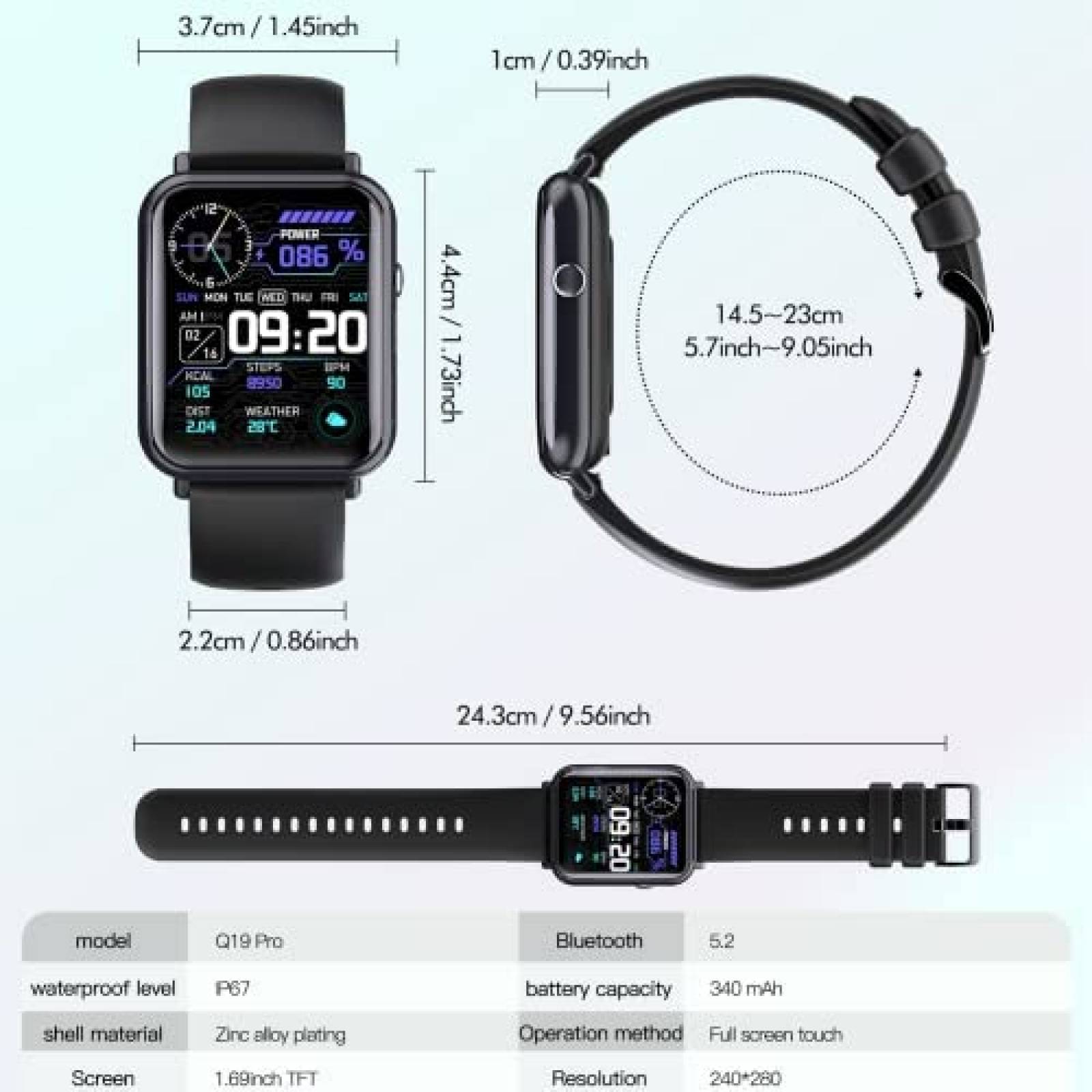 Smart Watch ZILSPY Rastreador De Actividad Fisica 1.69''