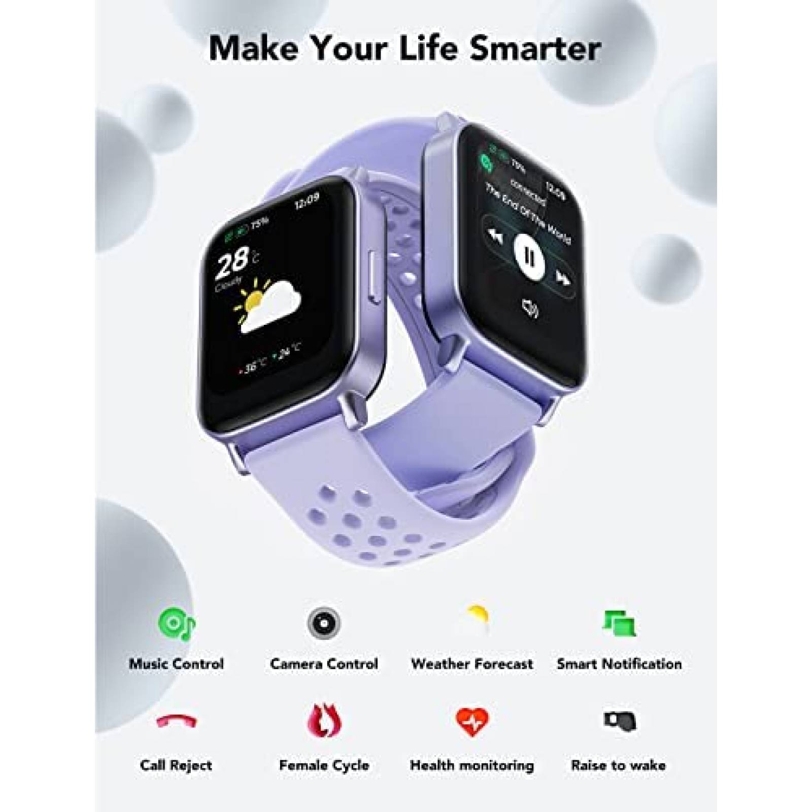 Smartwatch Klatre 1.69'' 5 ATM + 24 Modos Sport -Morado