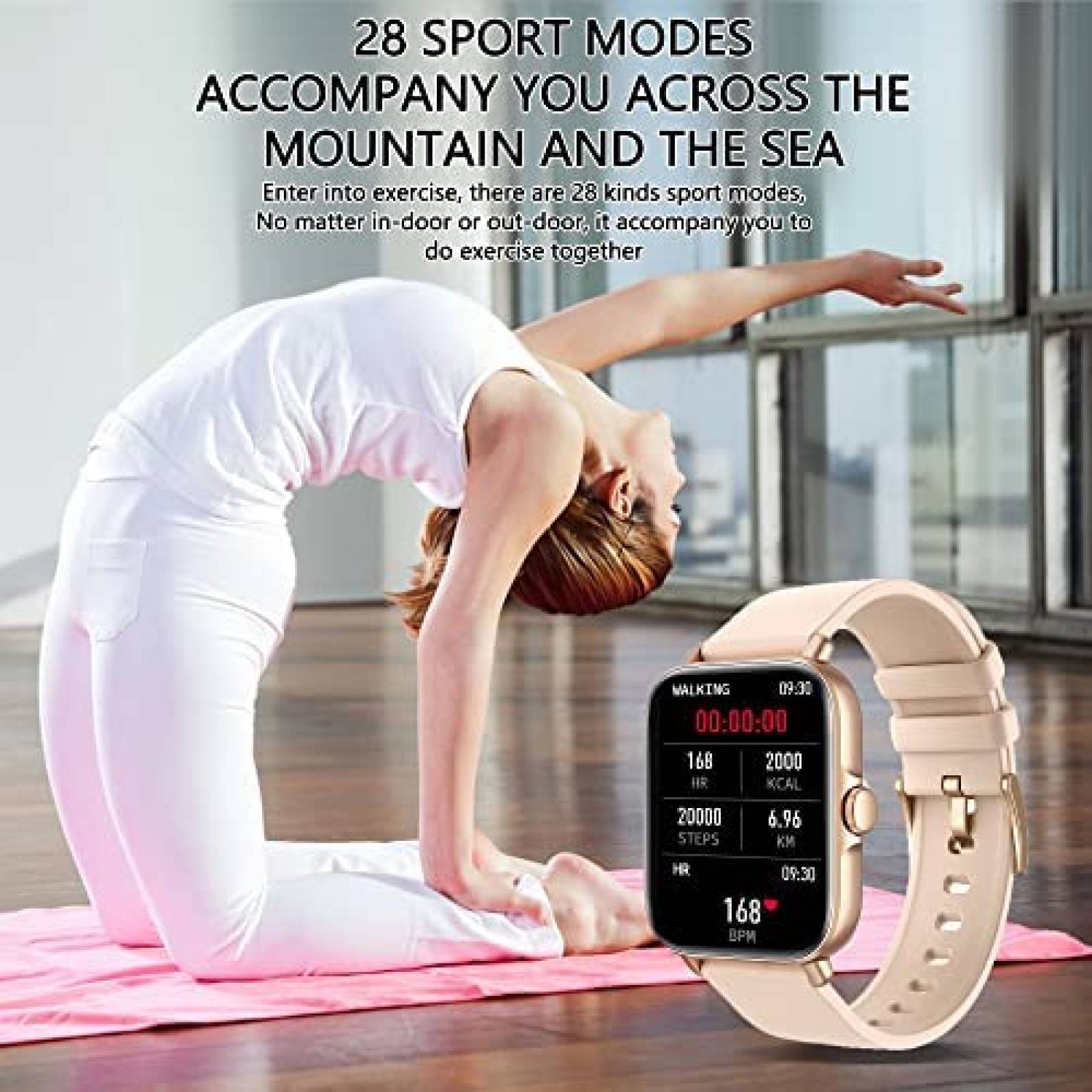 Smartwatch Fitness WZWNEER de 1.7'' Comp. IOS/Android -Rosa