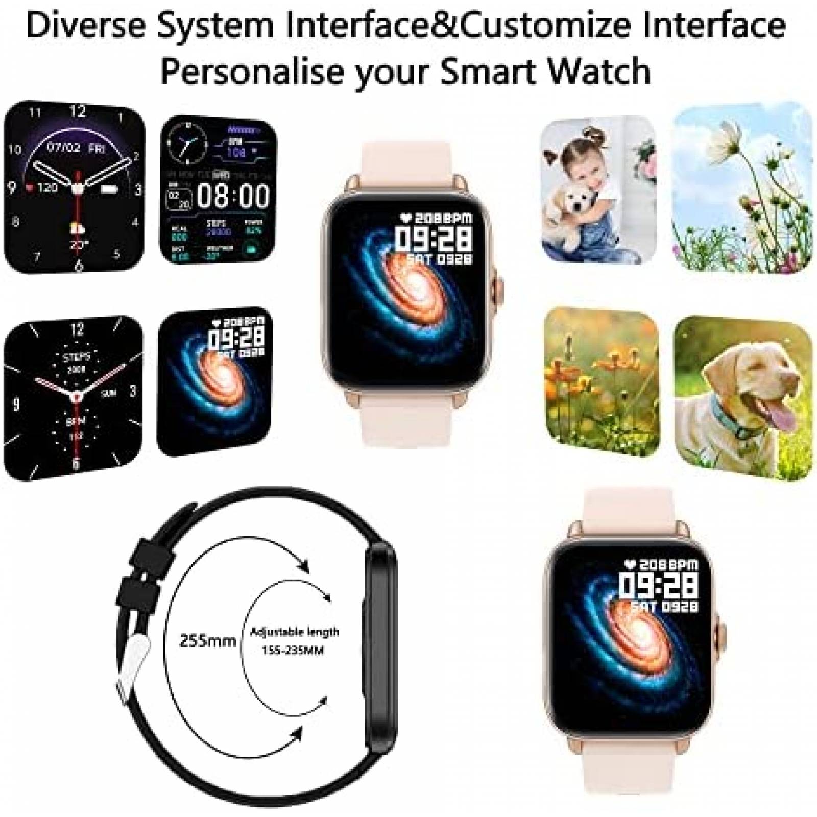 Smartwatch Fitness WZWNEER de 1.7'' Comp. IOS/Android -Rosa