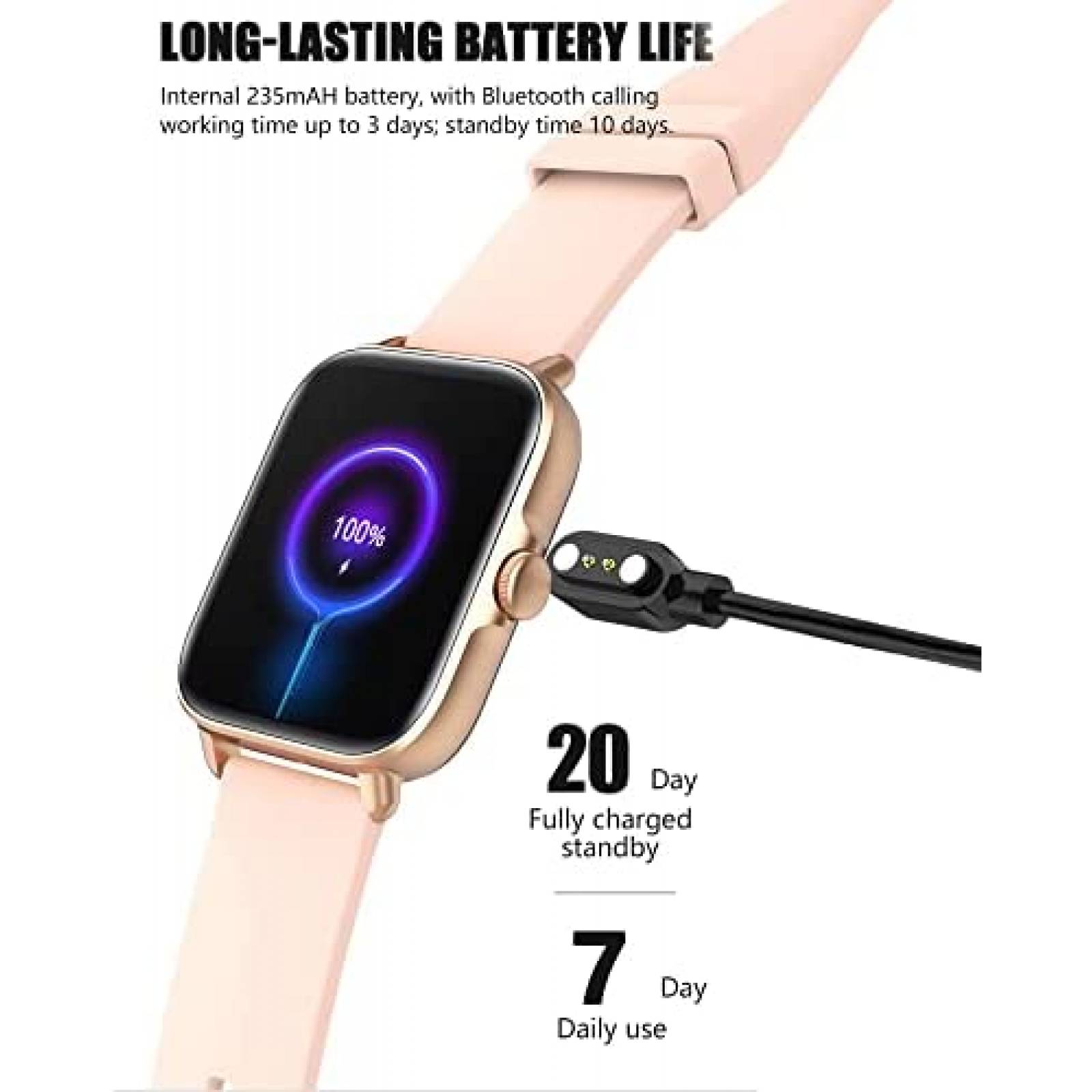 Smartwatch Fitness WZWNEER de 1.7'' Comp. IOS/Android -Rosa