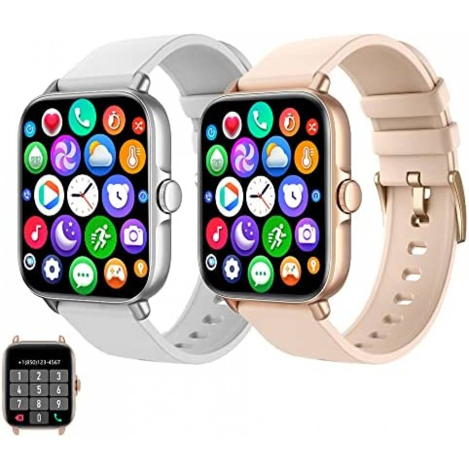 Kit de Smart Watch DXPICR Recepcion de Llamadas Rosa+Plata - Main Image