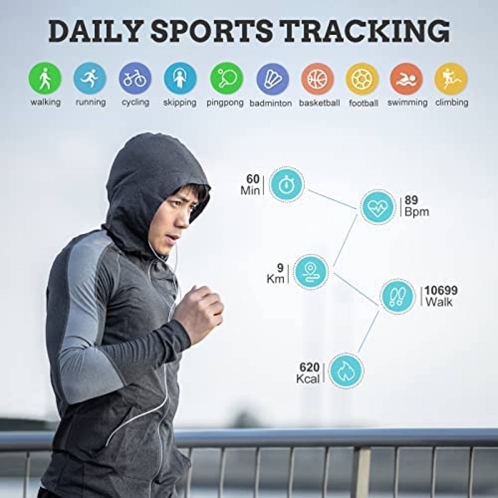 Smart Watch FILIEKEU para Hombre Frecuencia Cardiaca