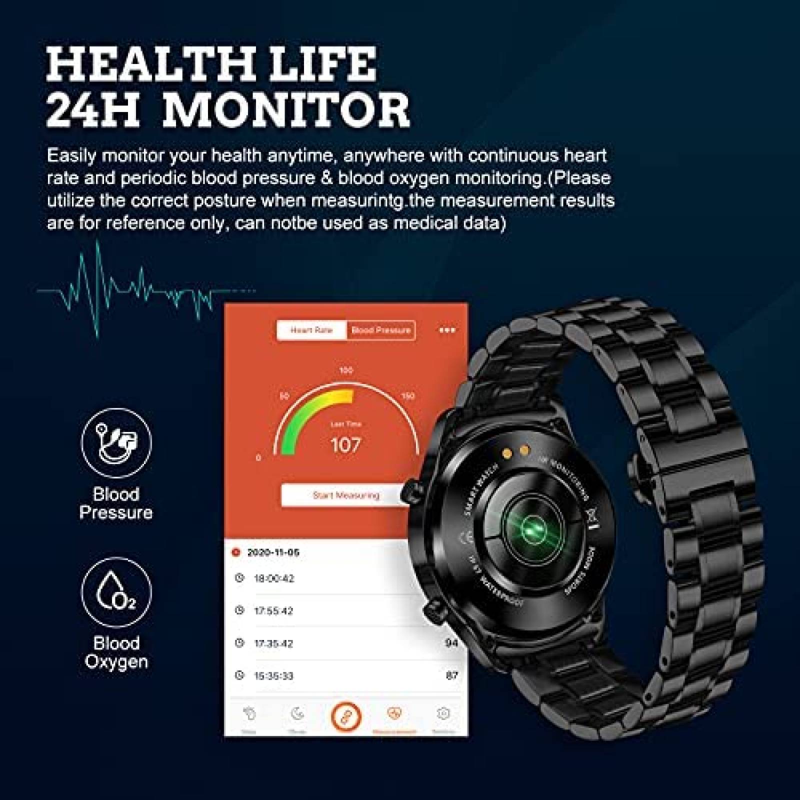 Smart Watch FILIEKEU para Hombre Frecuencia Cardiaca