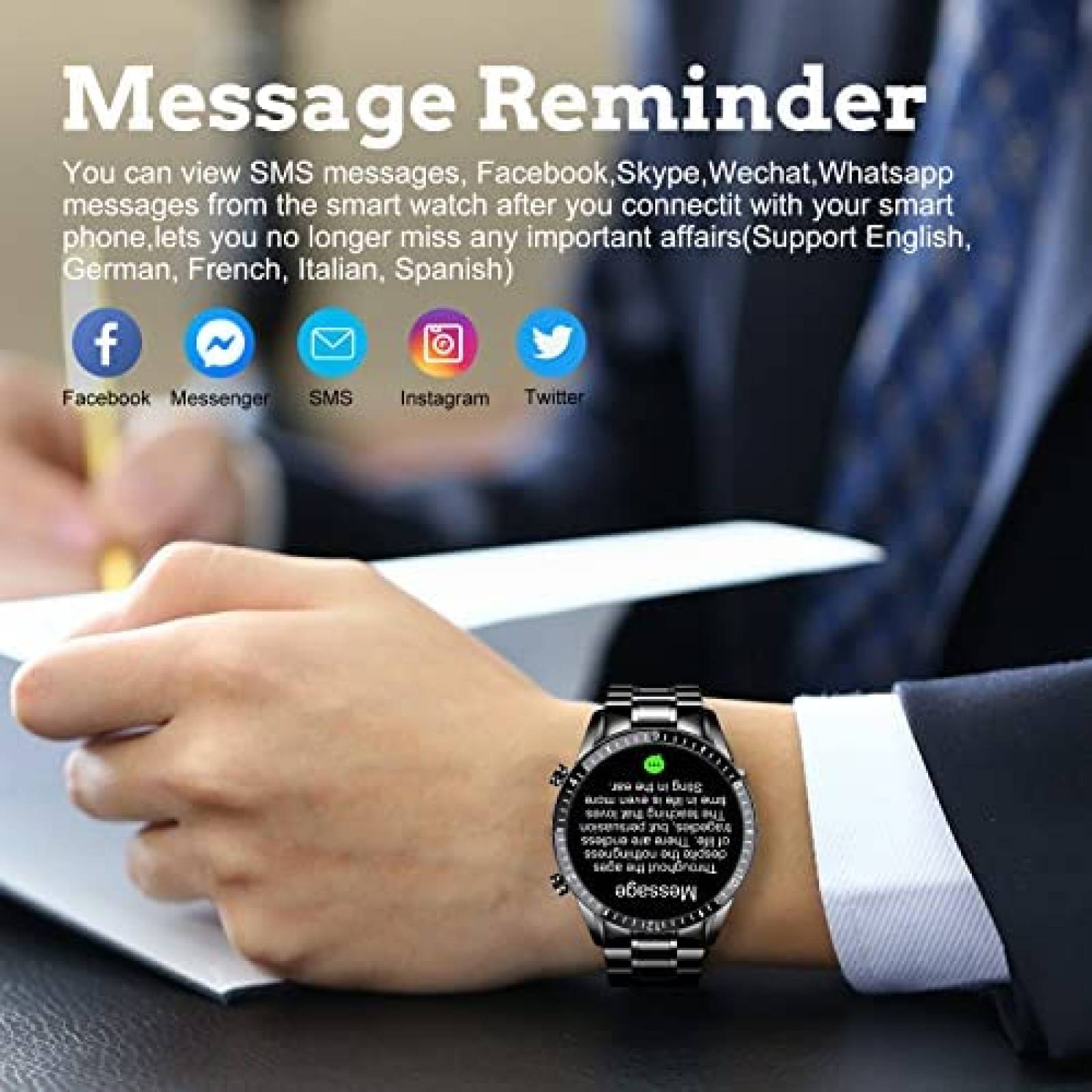 Smart Watch FILIEKEU para Hombre Frecuencia Cardiaca