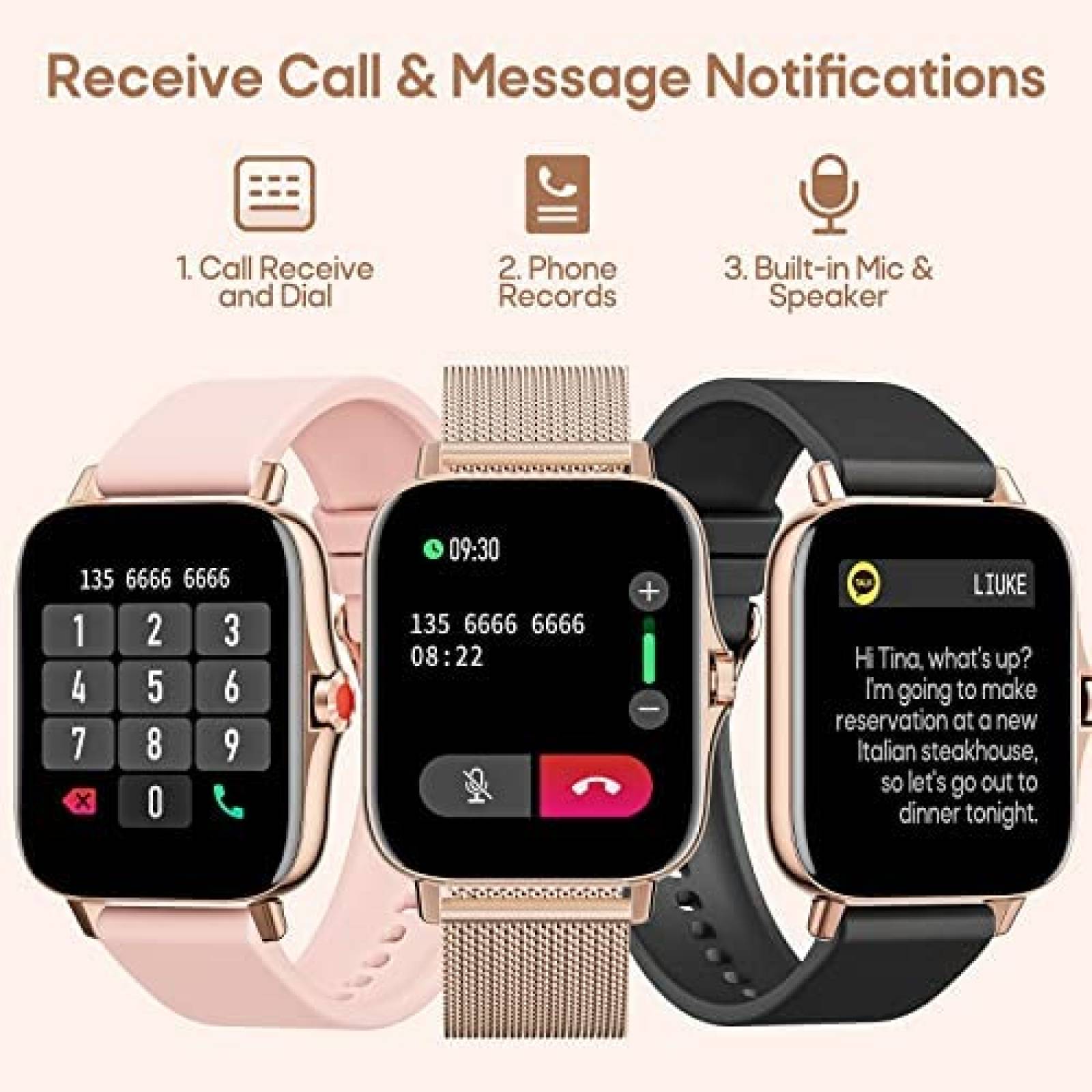 Smartwatch ZKCREATION 1.69'' Bluetooth Comp. Android/IOS