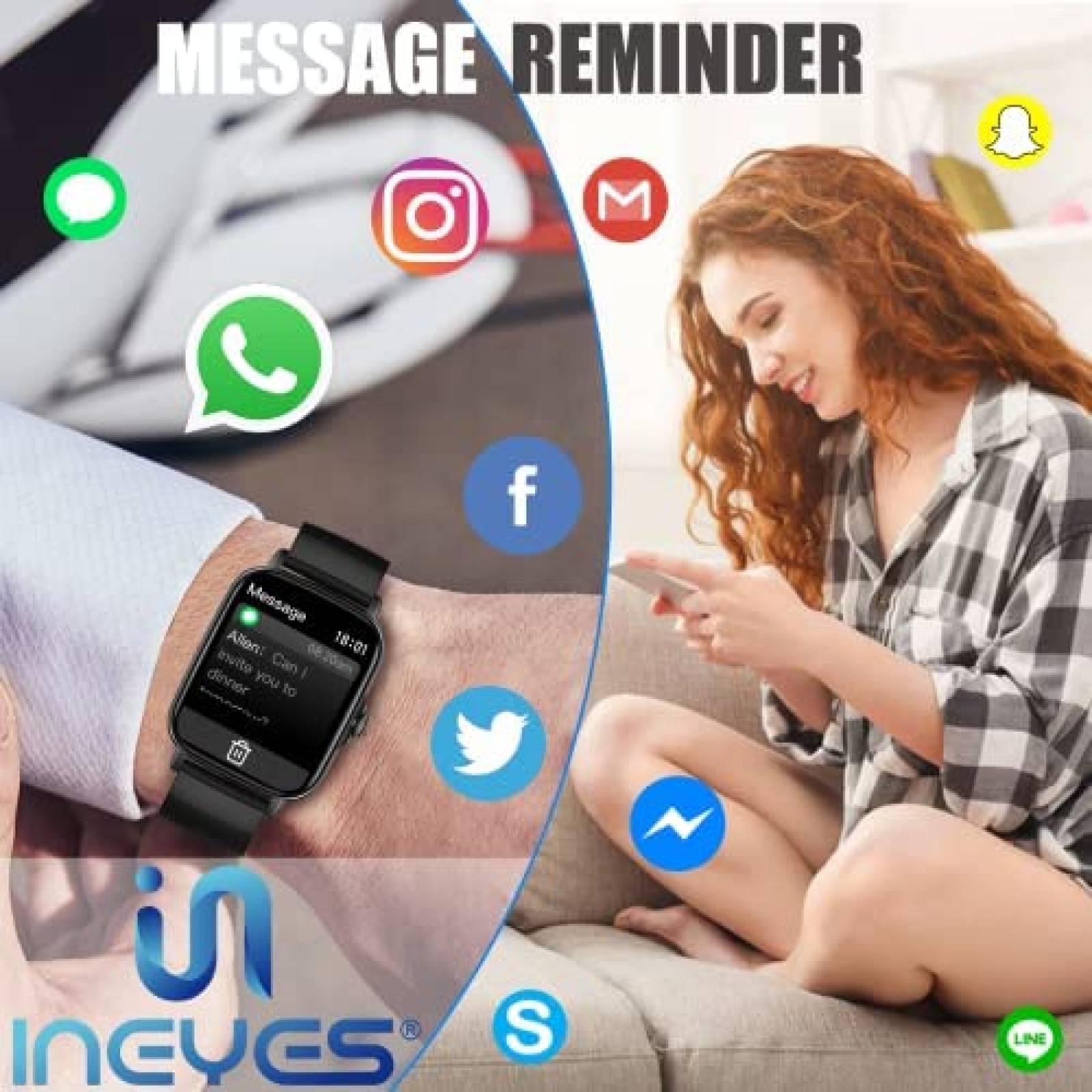 Smart Watch INEYES Resistente al Agua Receptor de Actividad