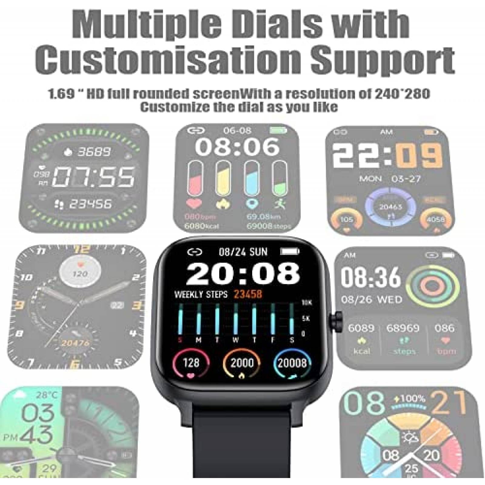 Smartwatch TORJALPH 1.69 Full Touch IP68 Bluetooth -Negro