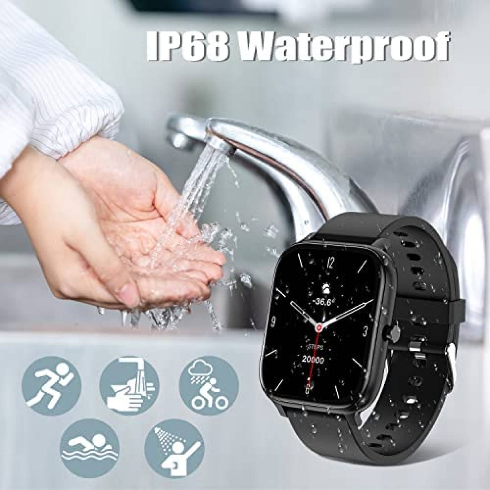 Smartwatch TORJALPH 1.69 Full Touch IP68 Bluetooth -Negro