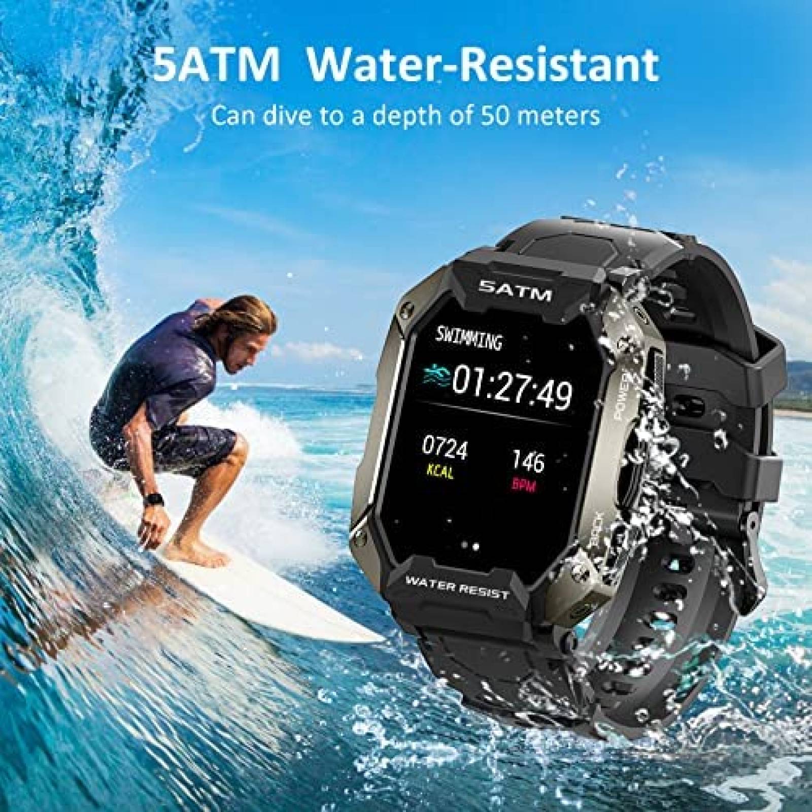 Smart Watch AMAZTIM a Prueba de Agua Multicompatibilidad