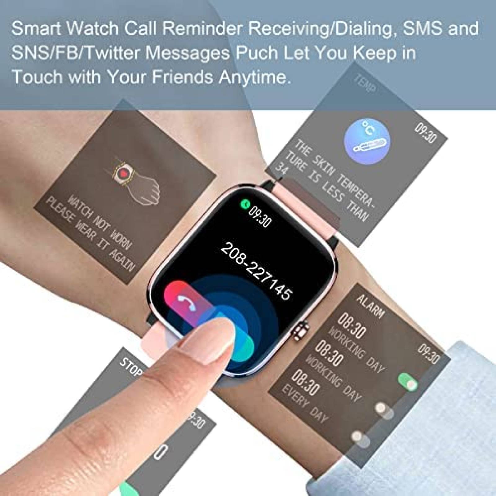 Smartwatch Choiknbo de 1.69'' Full Touch IP68 -Rosa