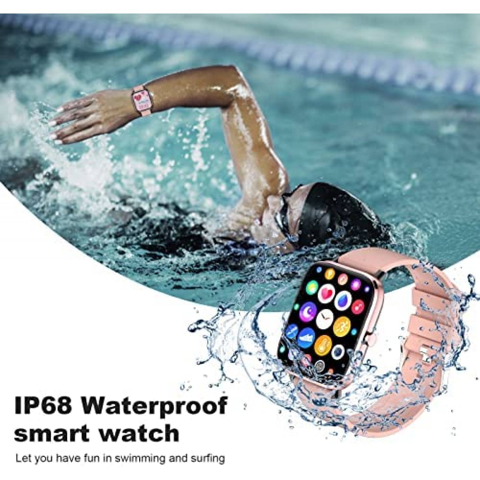 Smartwatch Choiknbo de 1.69'' Full Touch IP68 -Rosa
