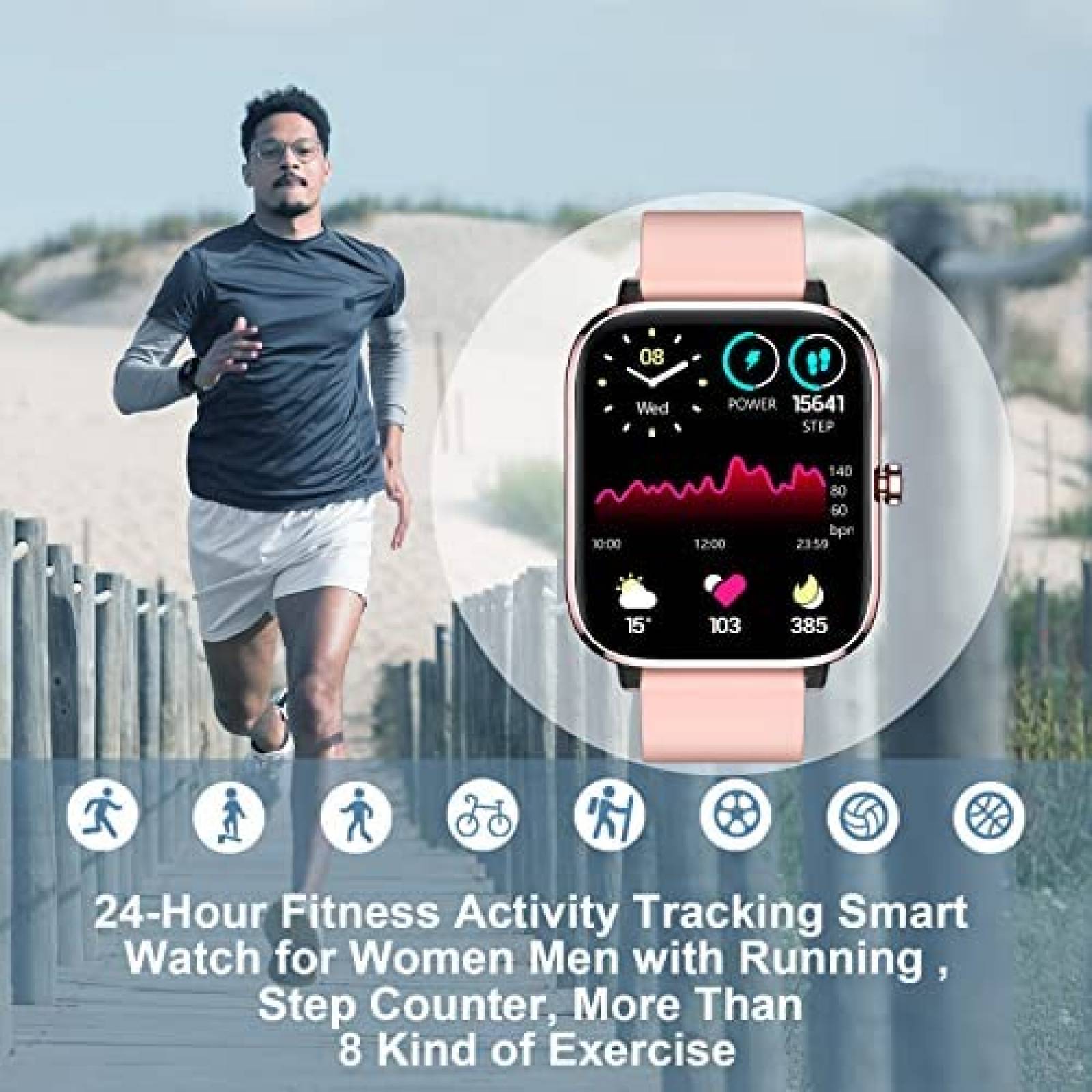 Smartwatch Choiknbo de 1.69'' Full Touch IP68 -Rosa