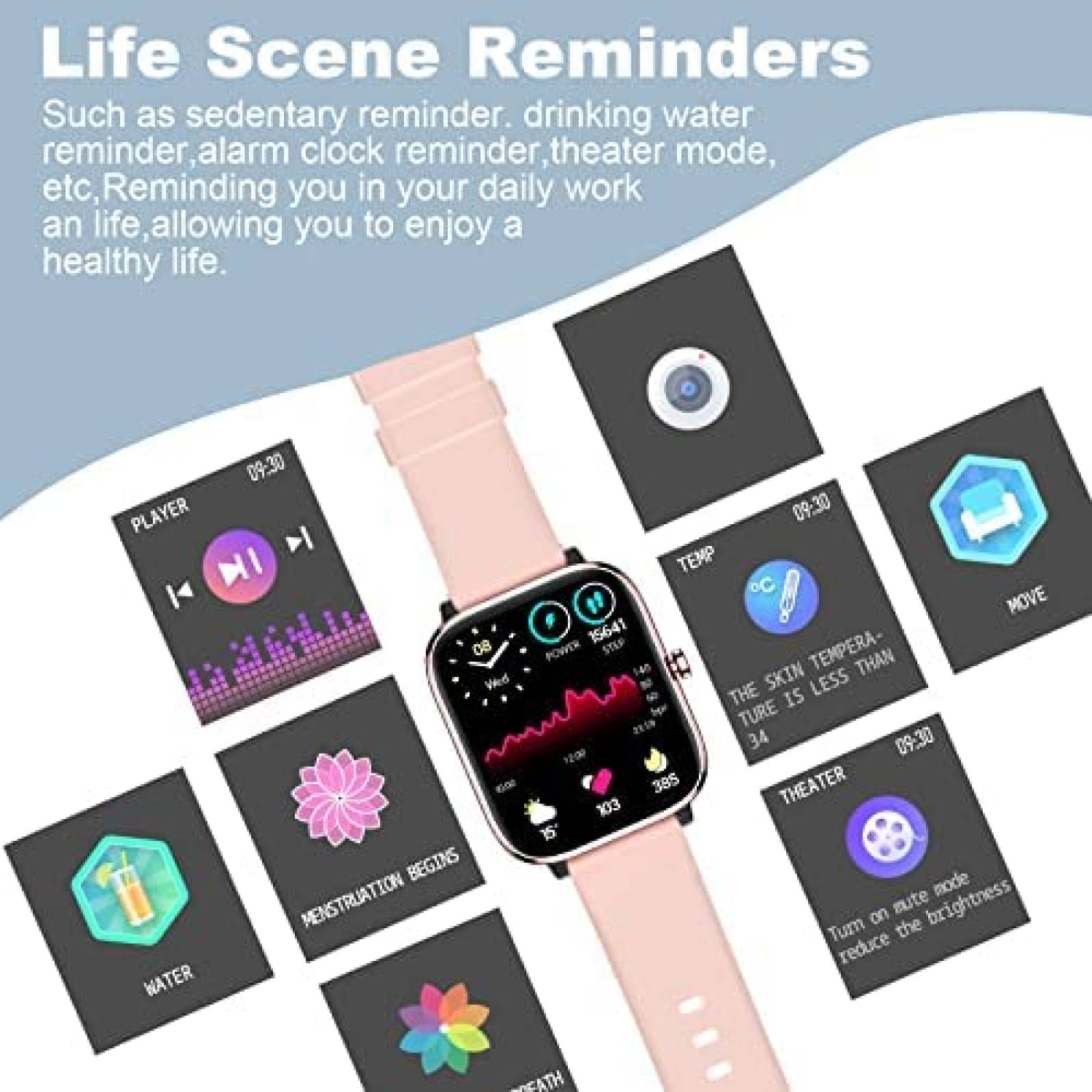 Smartwatch Choiknbo de 1.69'' Full Touch IP68 -Rosa