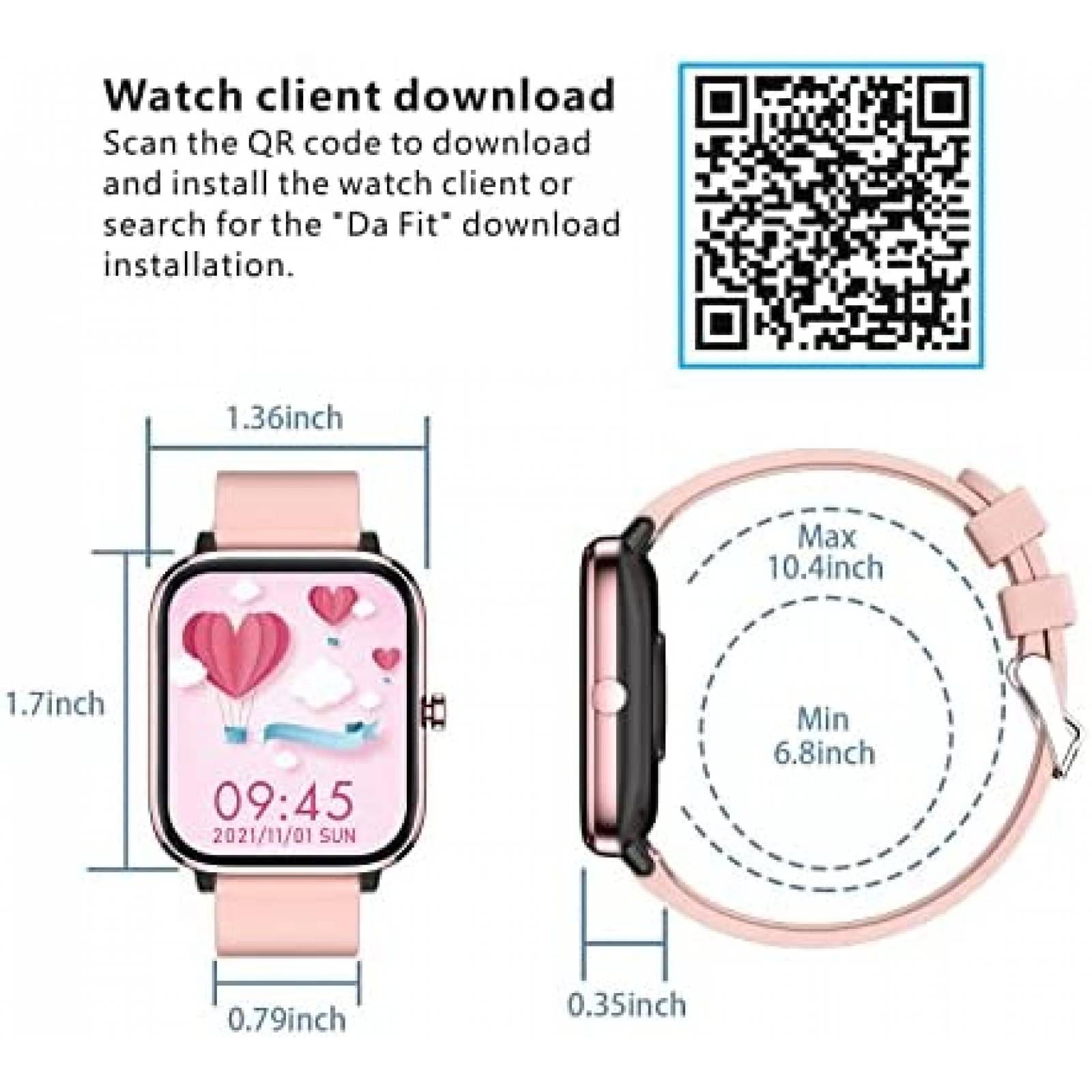 Smartwatch Choiknbo de 1.69'' Full Touch IP68 -Rosa