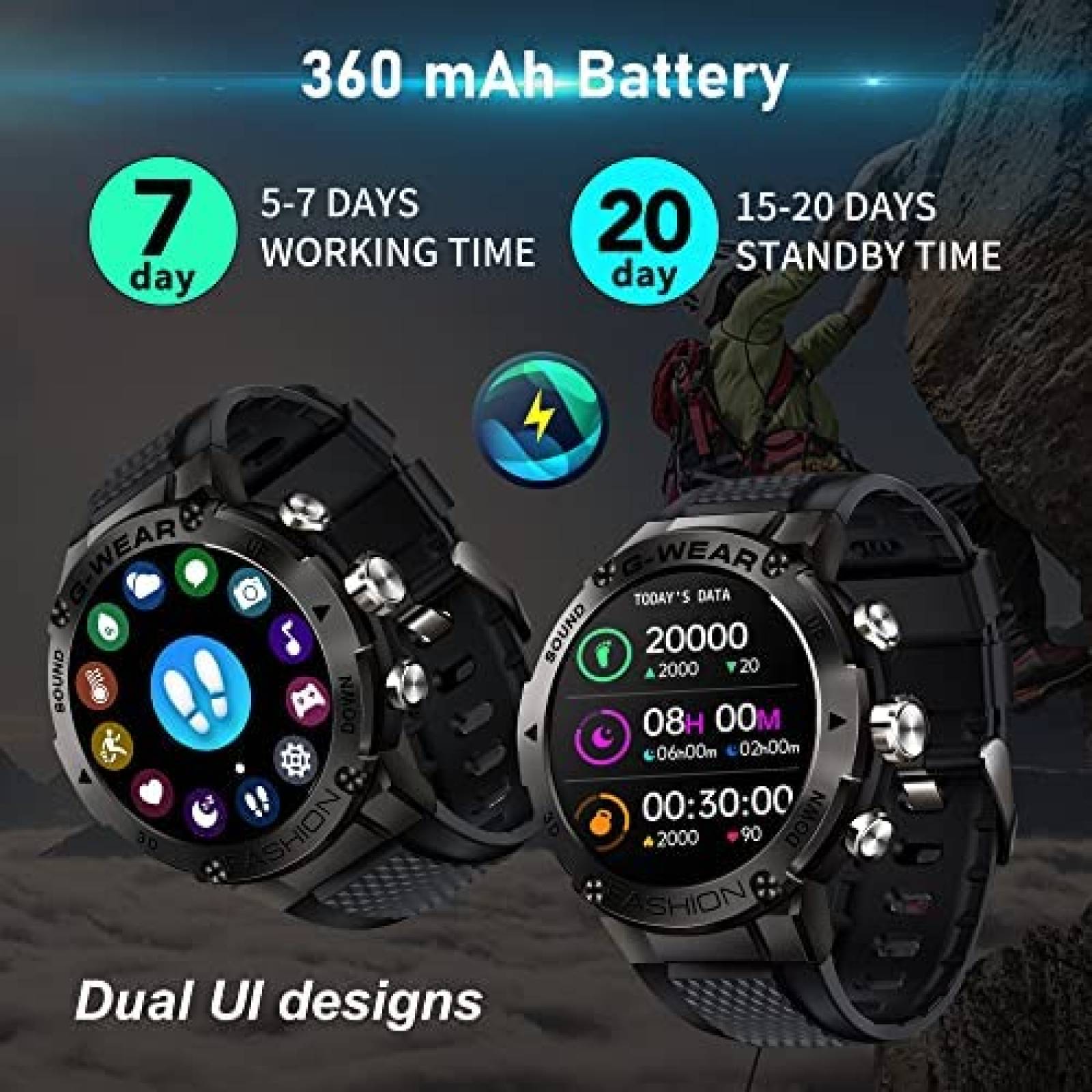 Smartwatch GUCABE 1.32" HD Tactil con Fitness Tracker -Negro