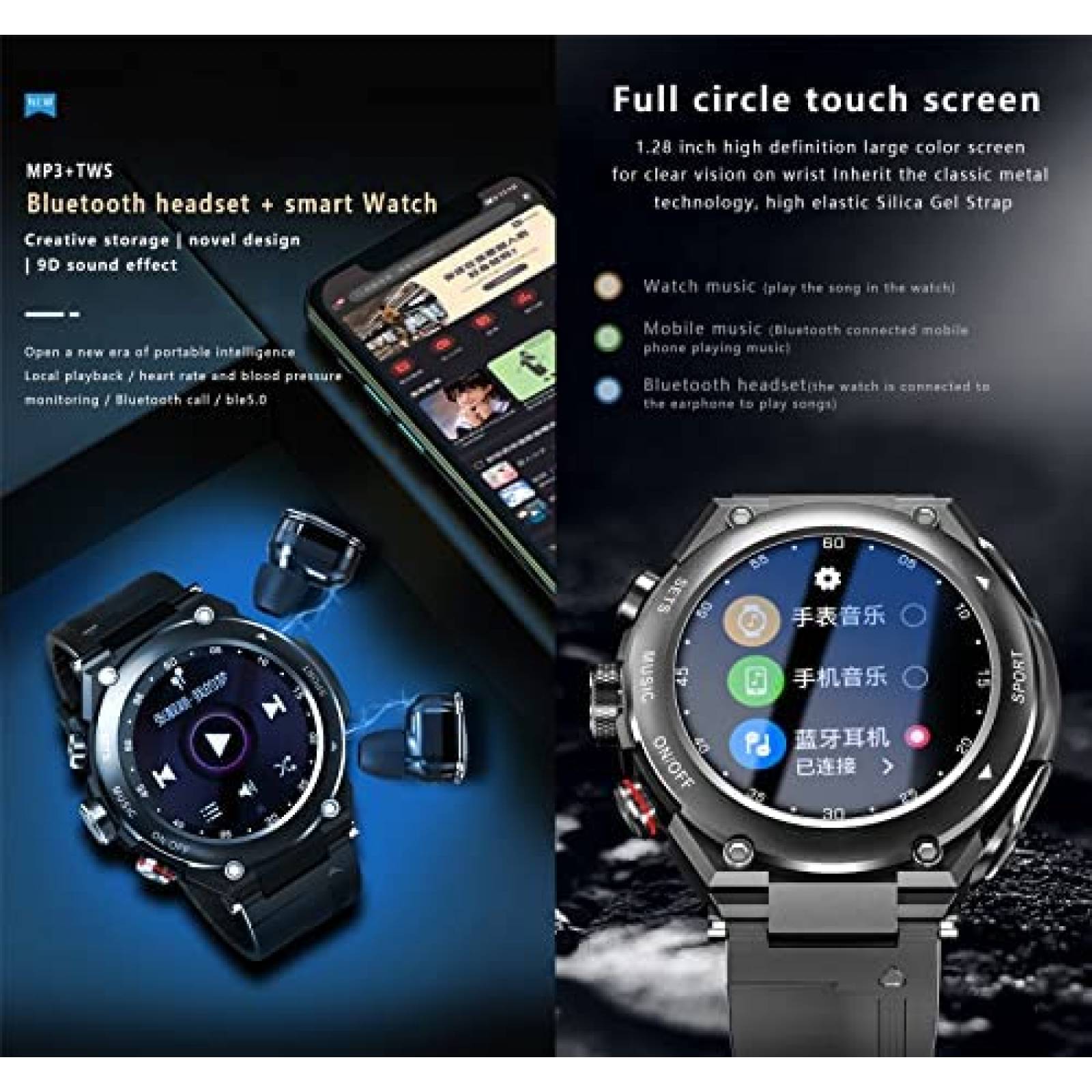 Smart Watch Tuanzi T92 1.28'' A Prueba De Agua -Plata