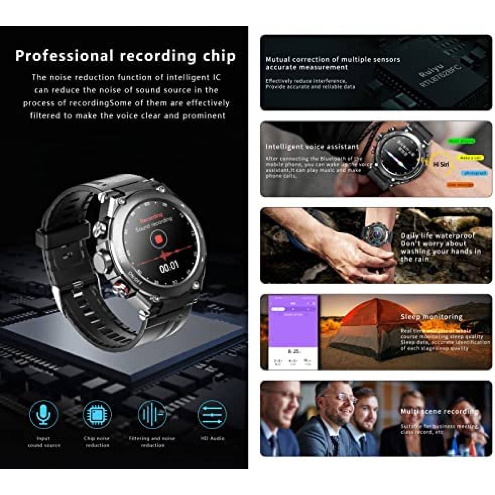 Smart Watch Tuanzi T92 1.28'' A Prueba De Agua -Plata