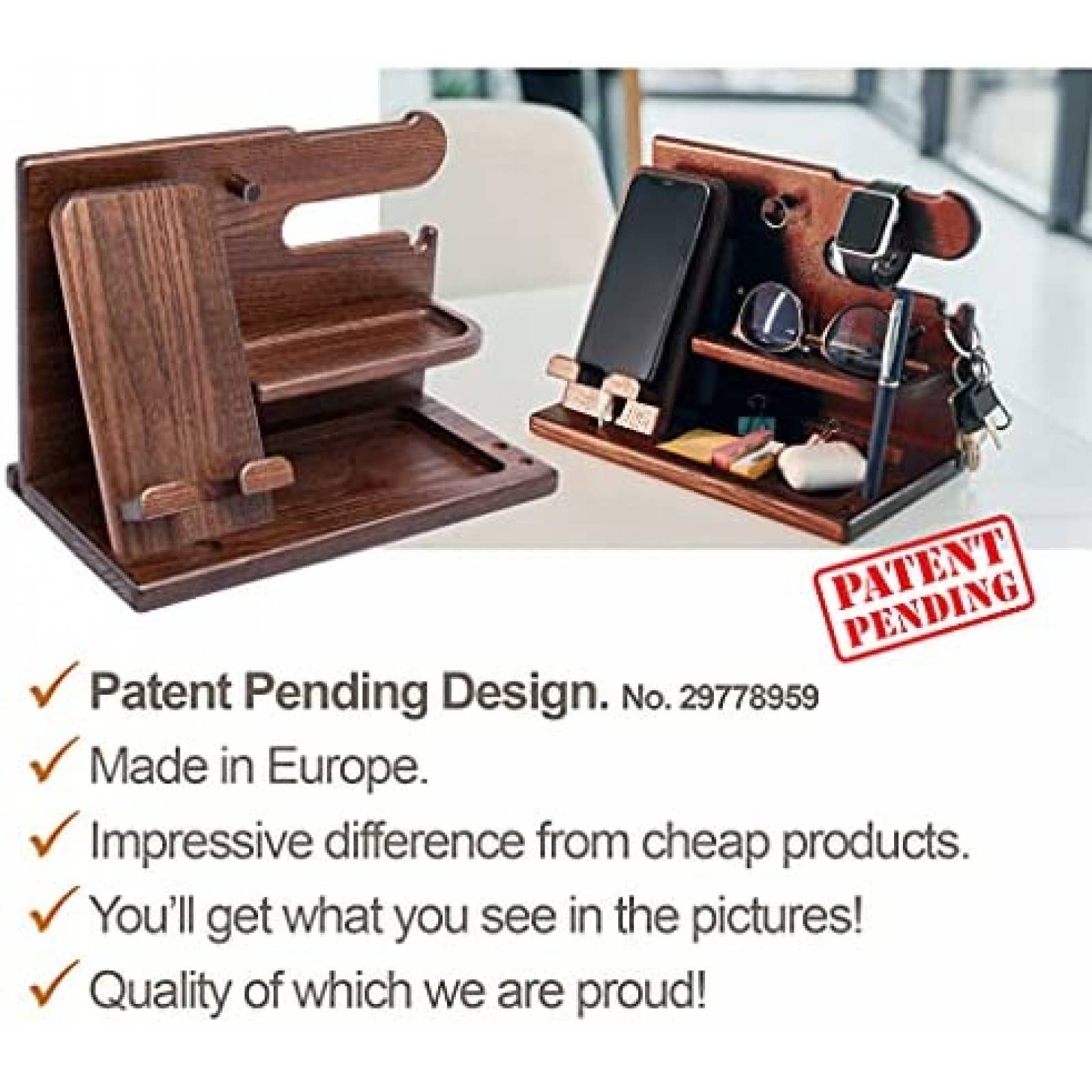 Estación de acomodo objetos personales TESLYAR madera -café