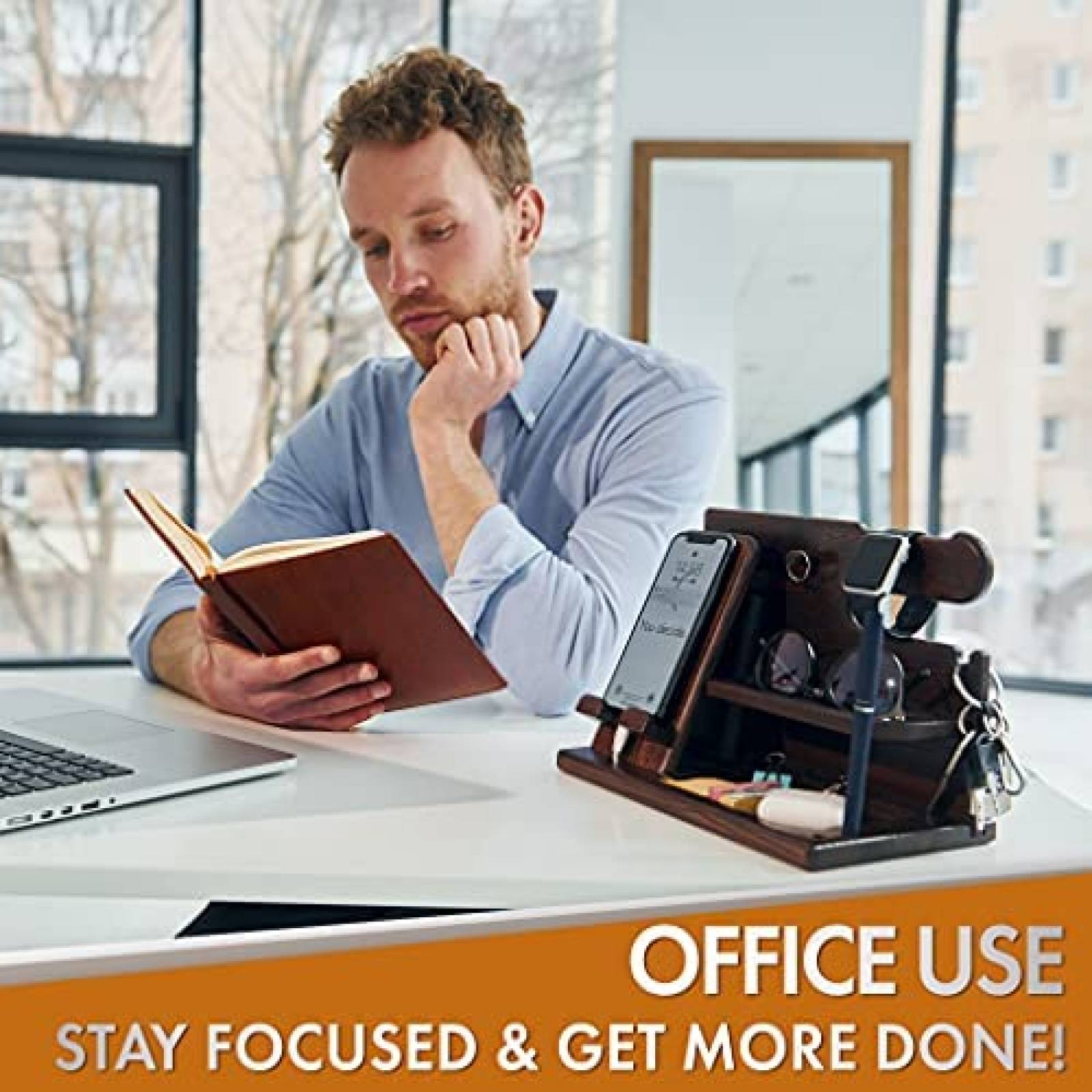 Estación de acomodo objetos personales TESLYAR madera -café