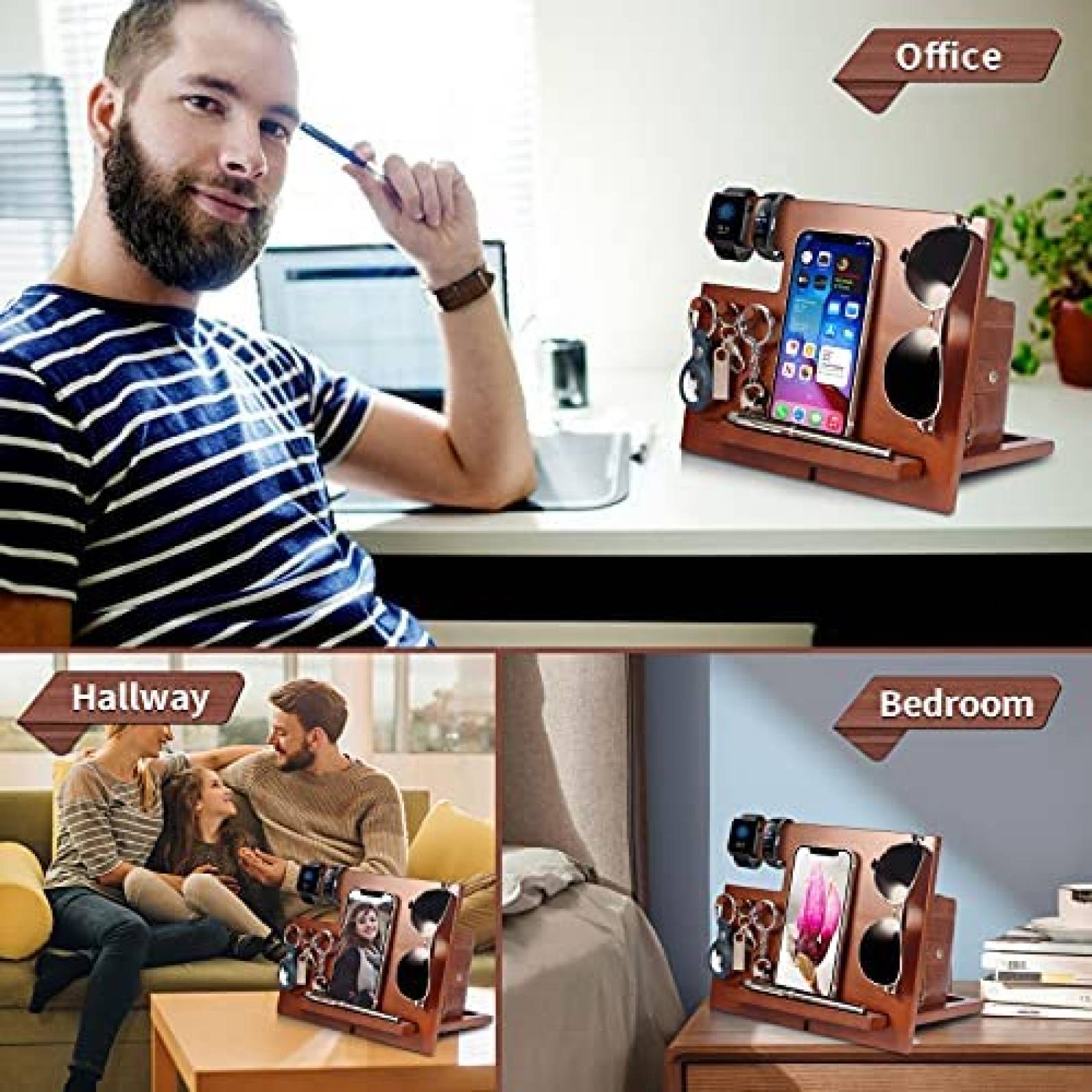 Estación de acoplamiento Foonii de madera organizador -Cafe