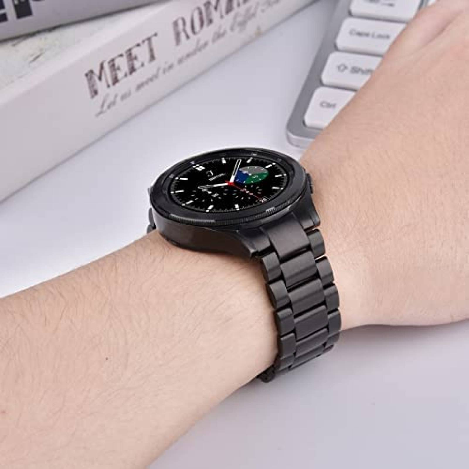 Correa de Metal V-MORO para Galaxy Watch 4 46mm -Negro