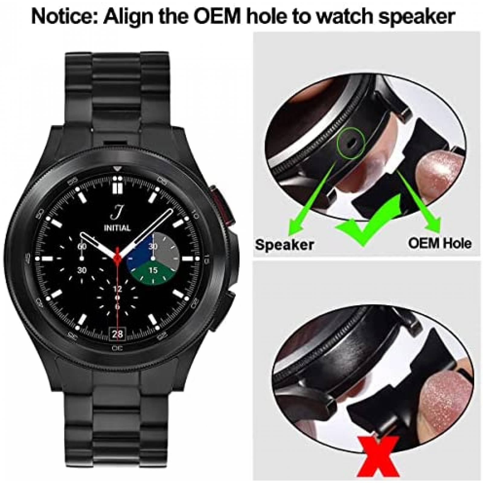 Correa de Metal V-MORO para Galaxy Watch 4 46mm -Negro