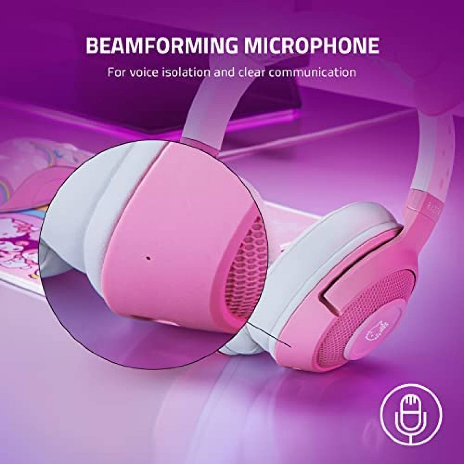 Headset Bluetooth Razer Kraken de Baja Latencia -Rosa