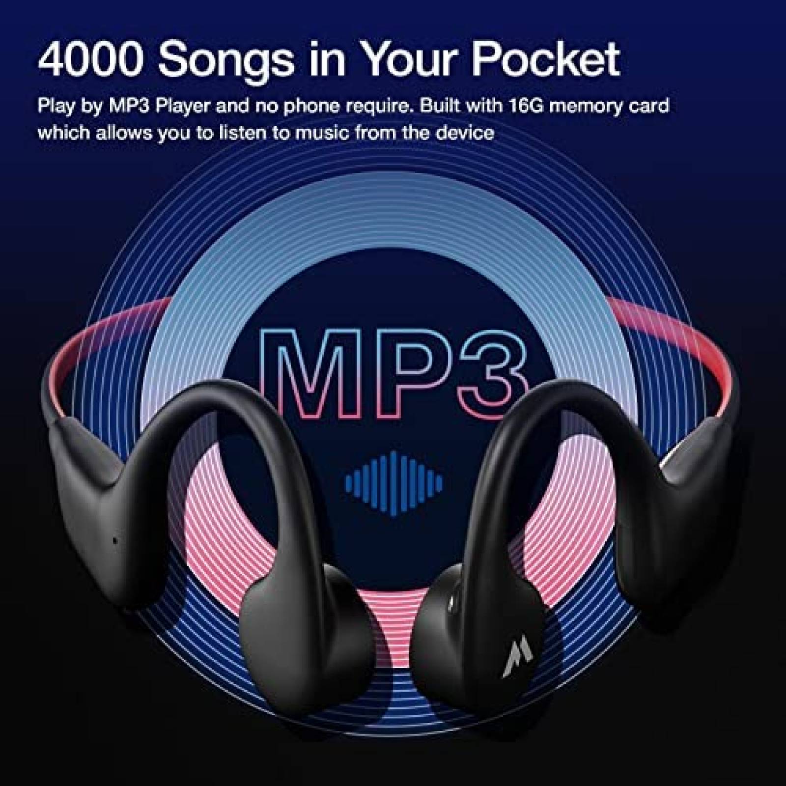 Auriculares de Collar Hostena Bluetooth 5.3 IP67 -Negro