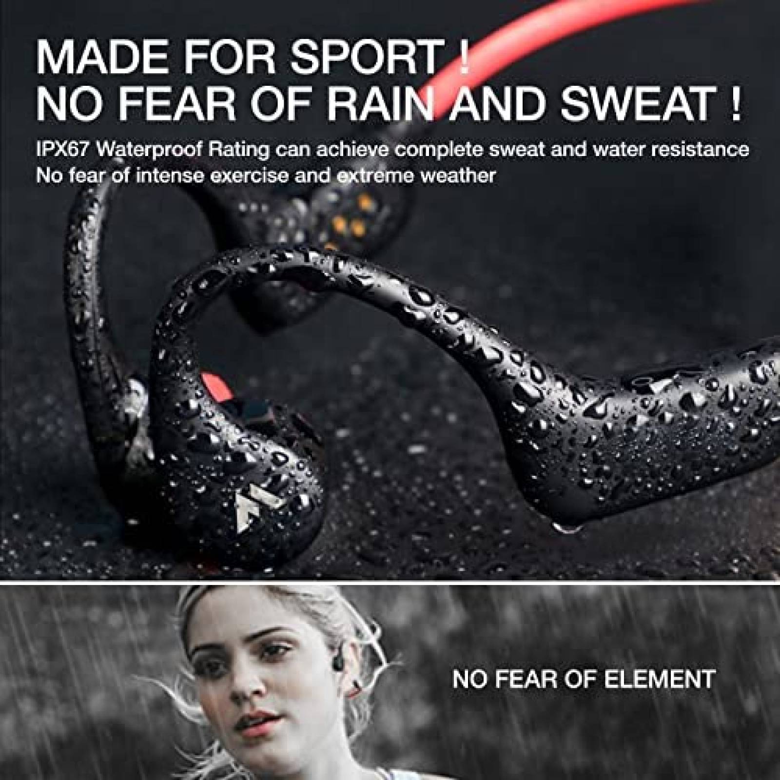 Auriculares de Collar Hostena Bluetooth 5.3 IP67 -Negro