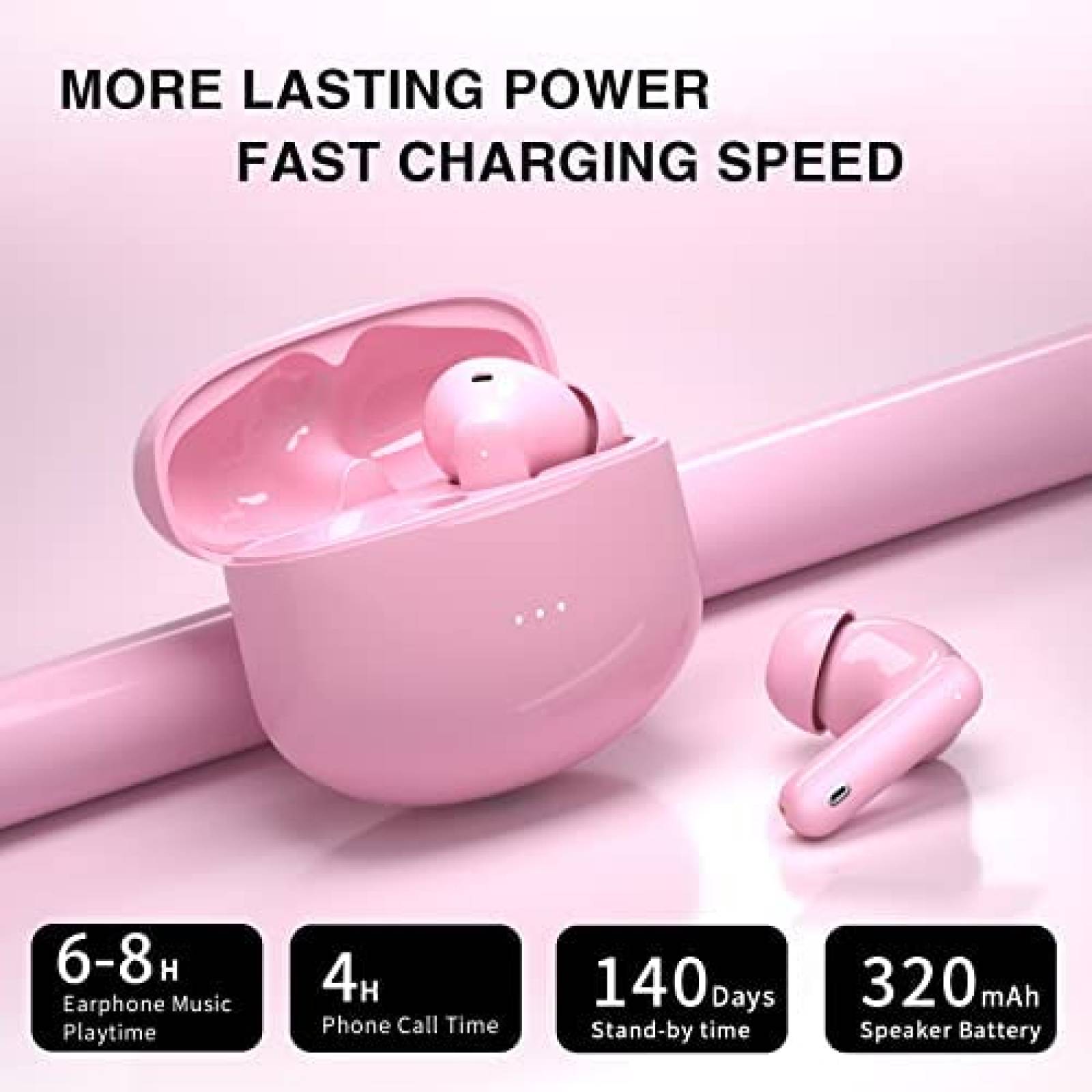 Audifonos Dxnbikt A40 PRO Inalambricos con Microfono -Rosa