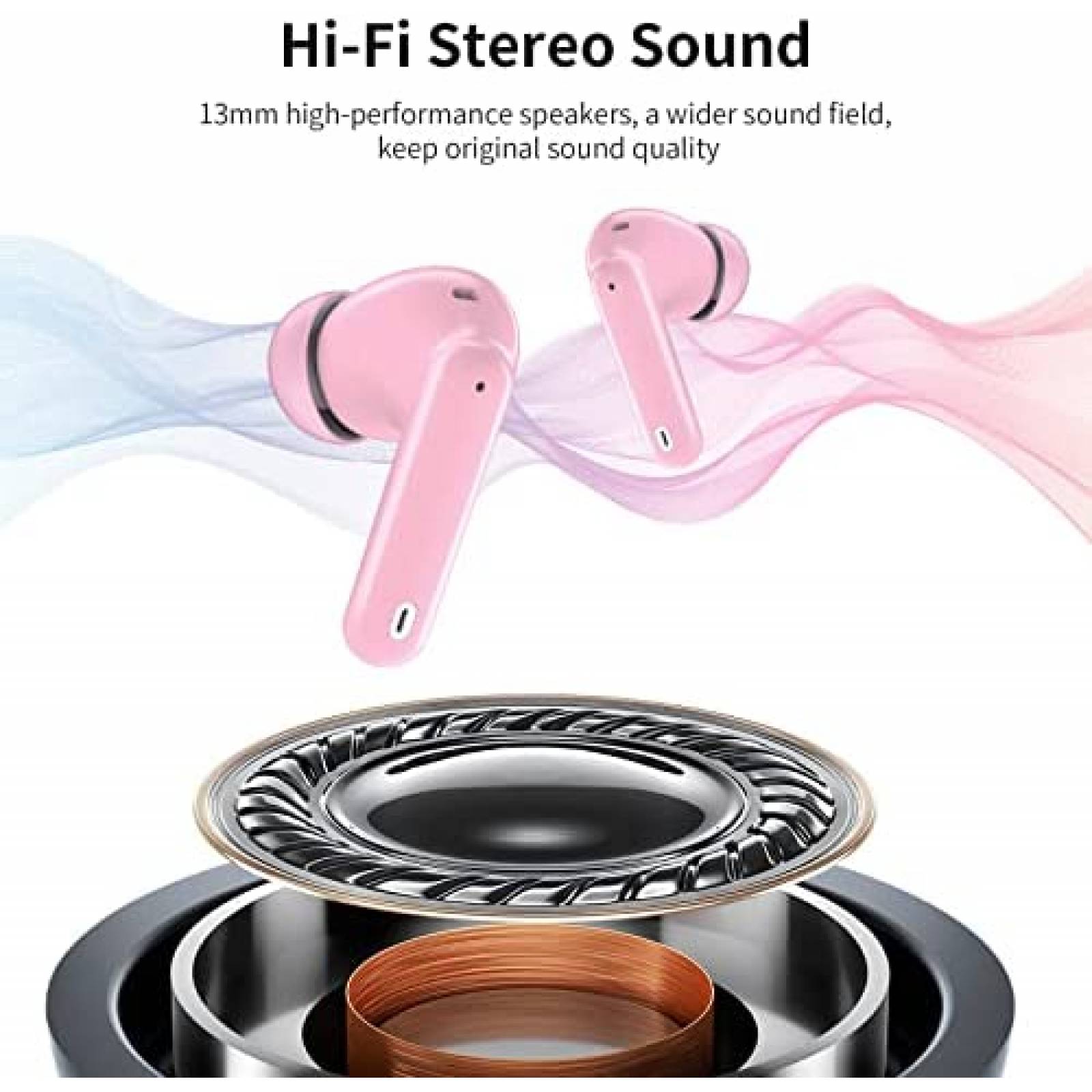 Audifonos Dxnbikt A40 PRO Inalambricos con Microfono -Rosa